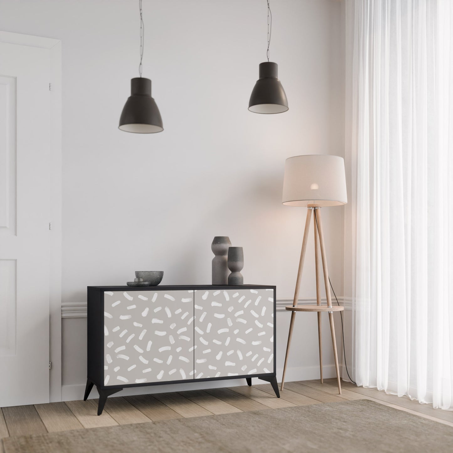 Credenza a 2 ante PASSING SECONDS in finitura nera