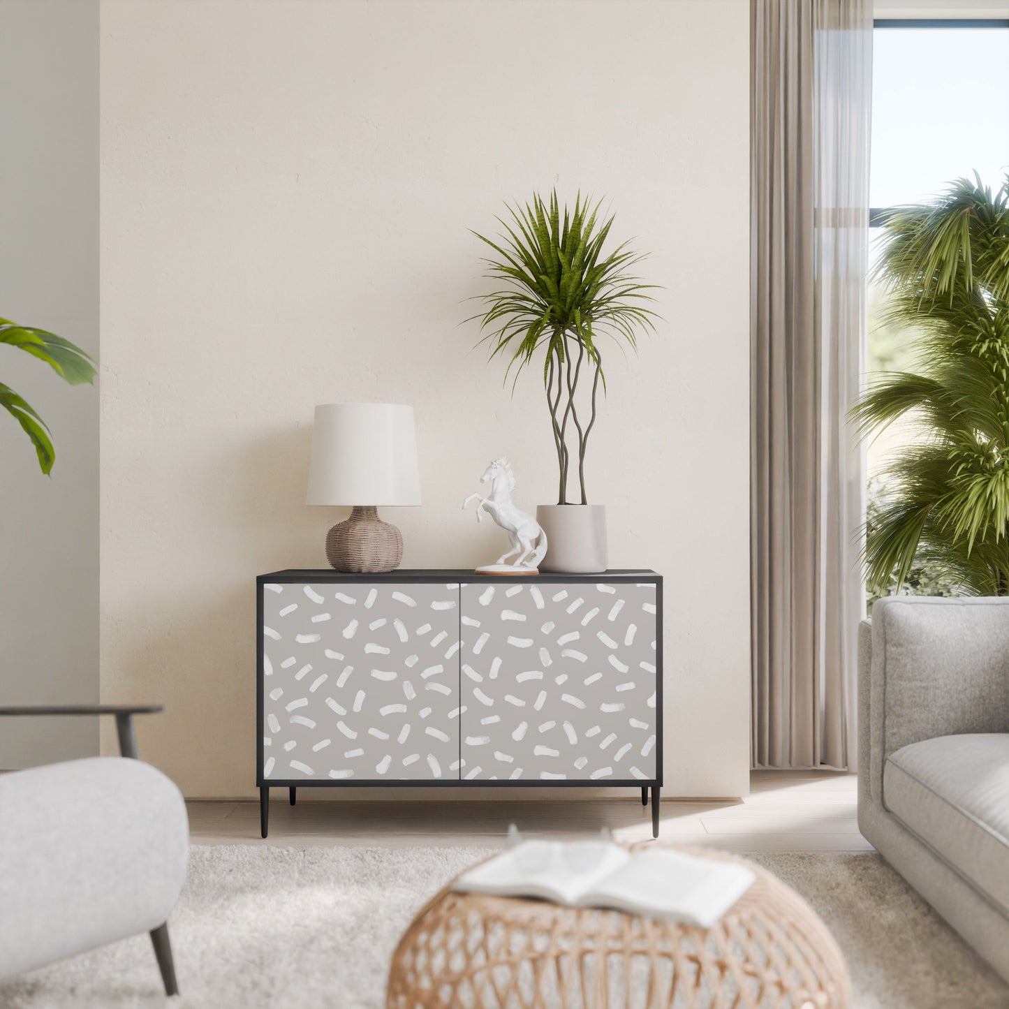 Credenza a 2 ante PASSING SECONDS in finitura nera
