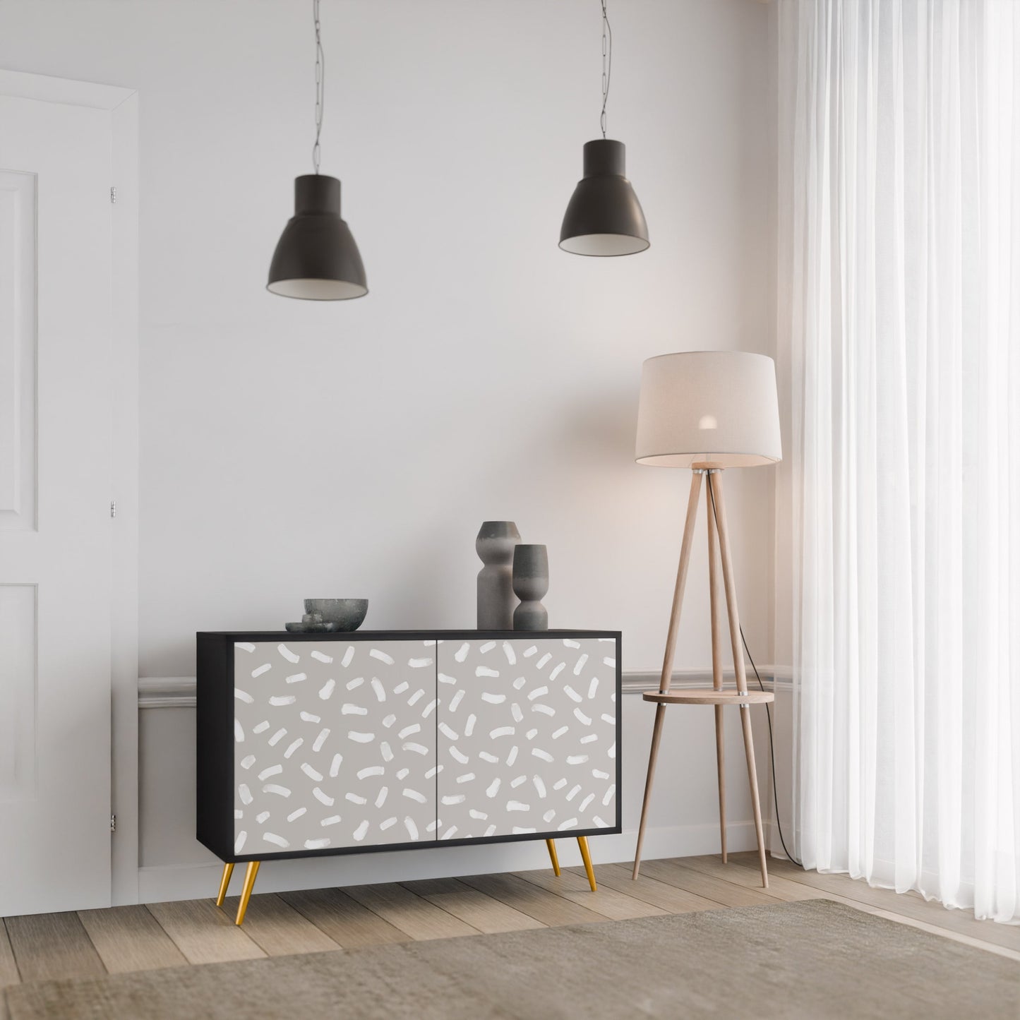 Credenza a 2 ante PASSING SECONDS in finitura nera