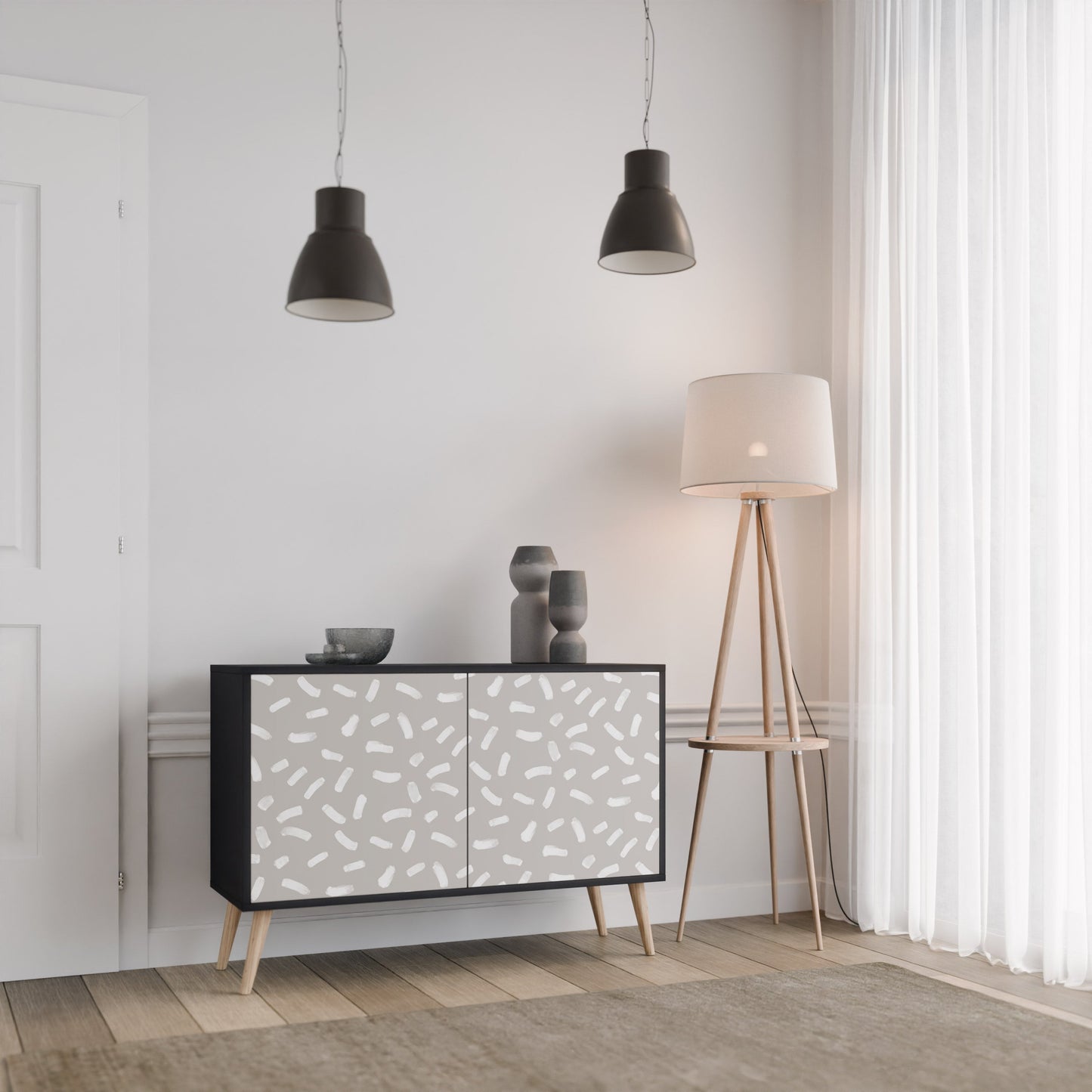 Credenza a 2 ante PASSING SECONDS in finitura nera