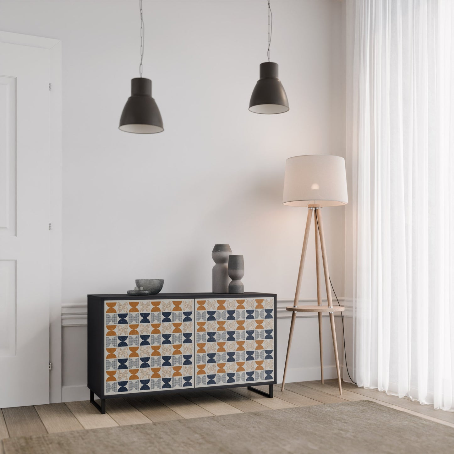 Credenza a 2 ante REFLECTION RANGE in finitura nera