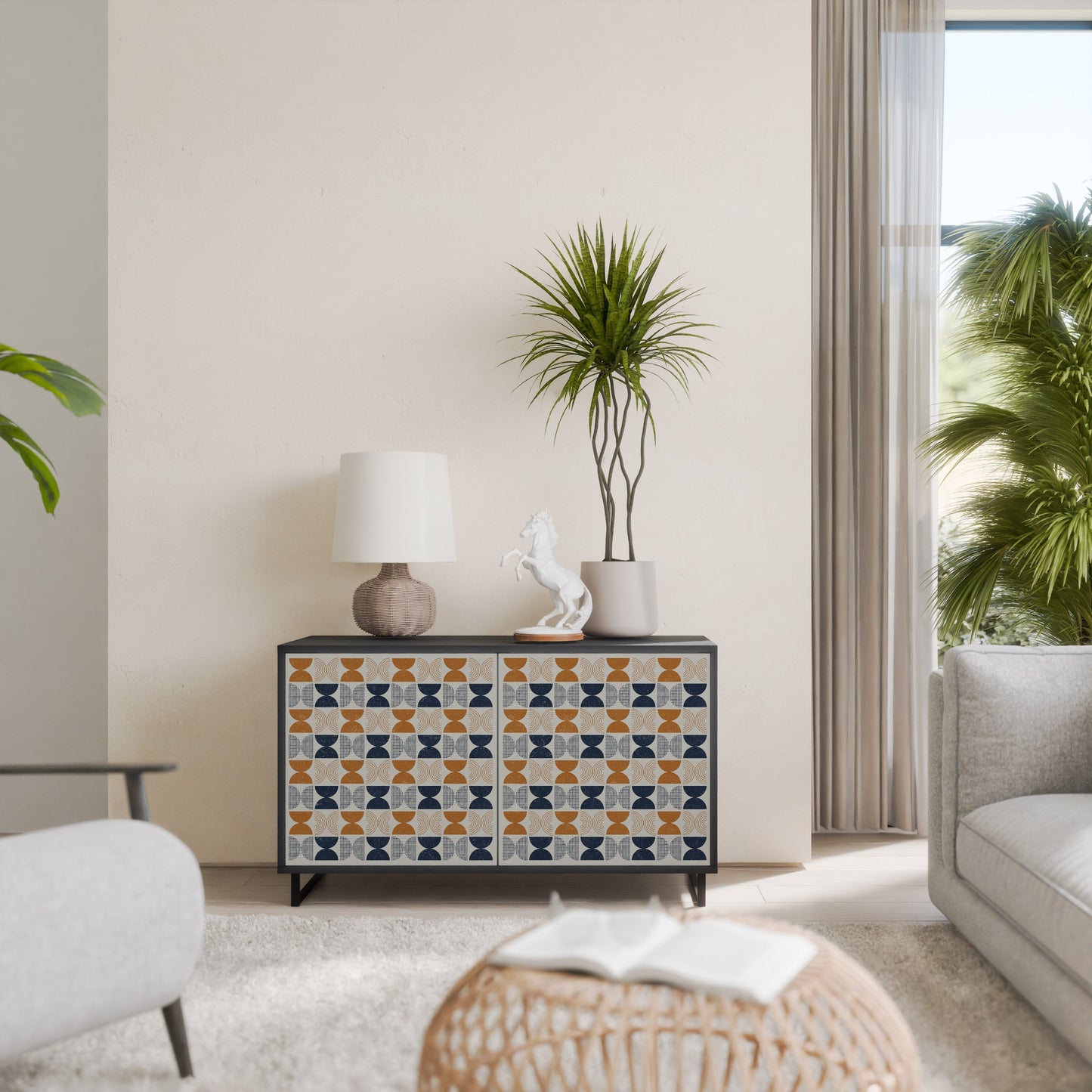 Credenza a 2 ante REFLECTION RANGE in finitura nera