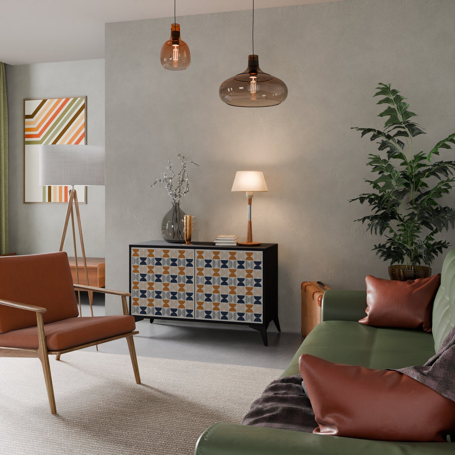 Credenza a 2 ante REFLECTION RANGE in finitura nera