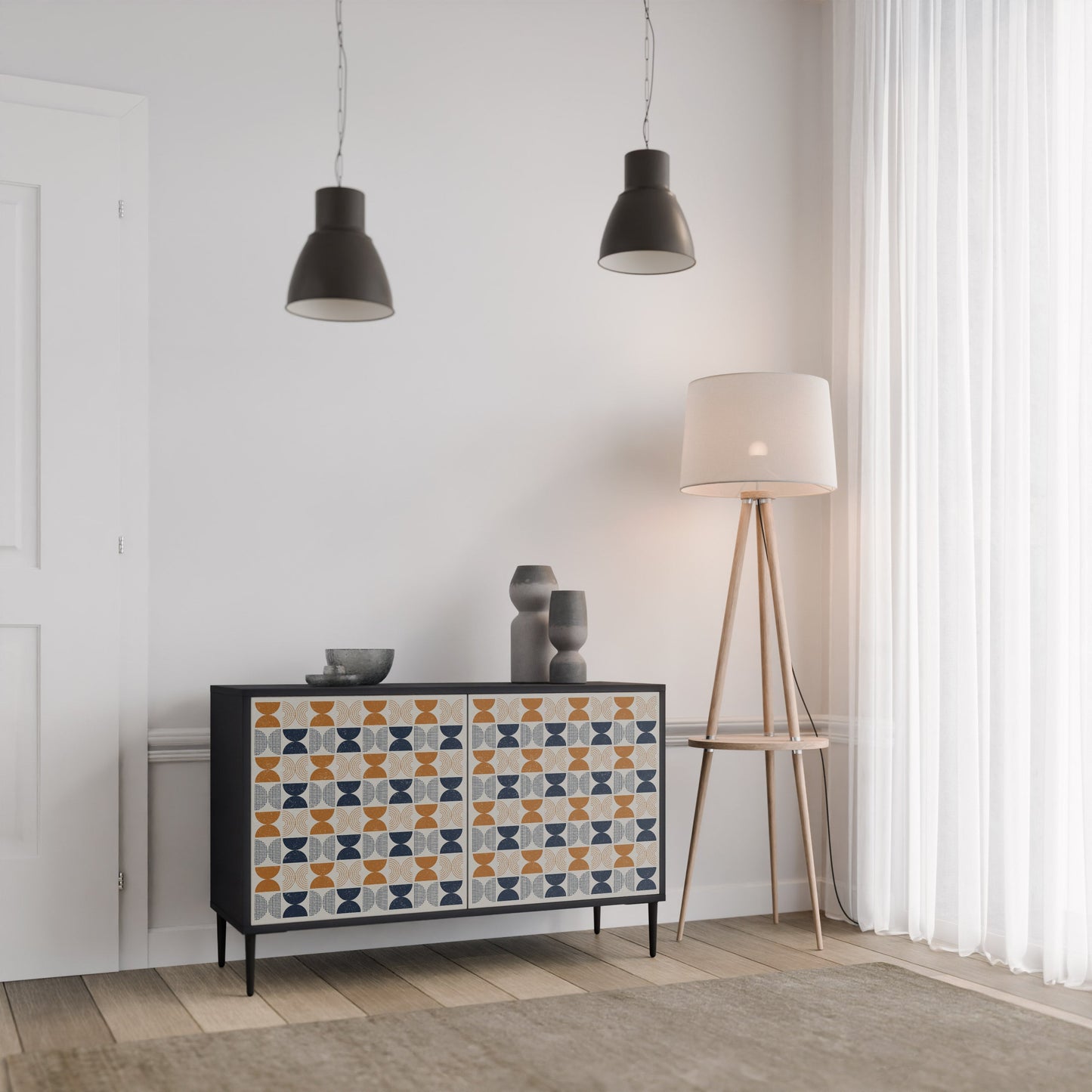 Credenza a 2 ante REFLECTION RANGE in finitura nera