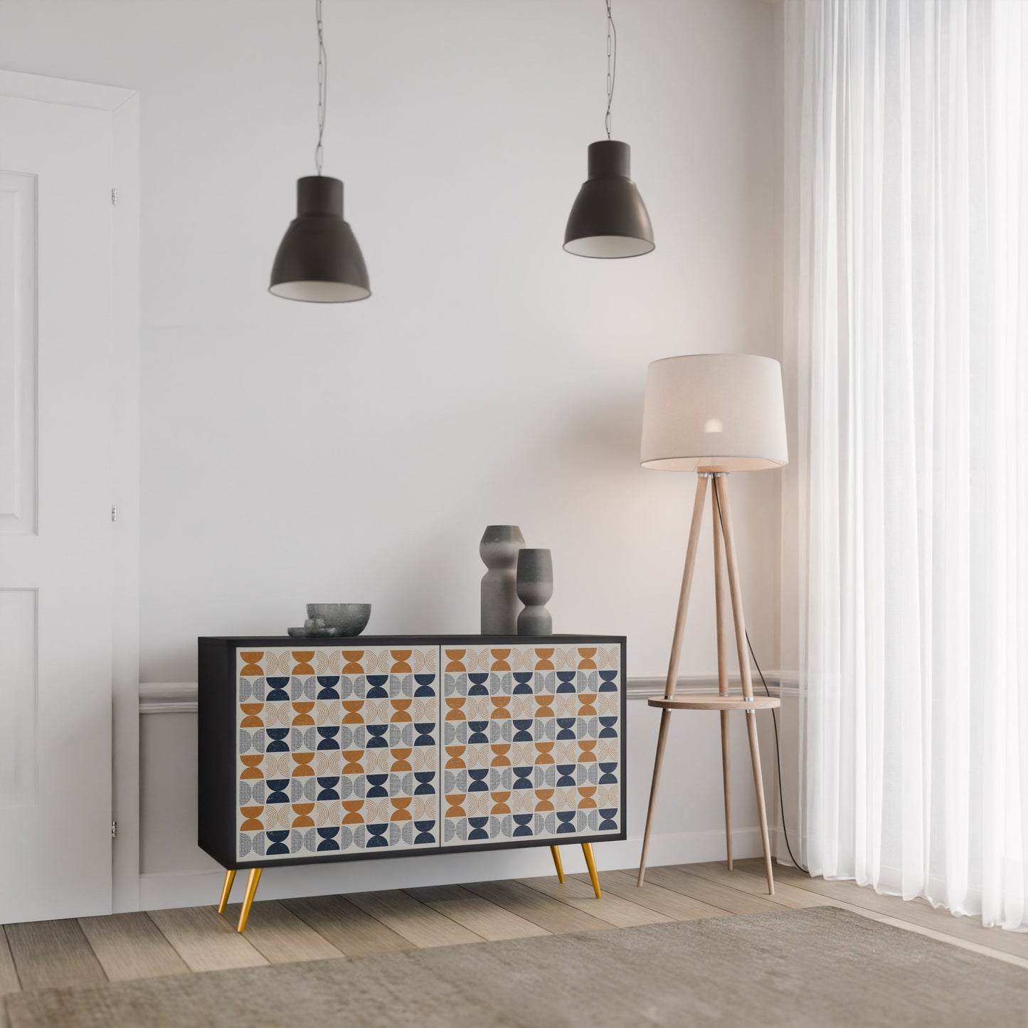 Credenza a 2 ante REFLECTION RANGE in finitura nera