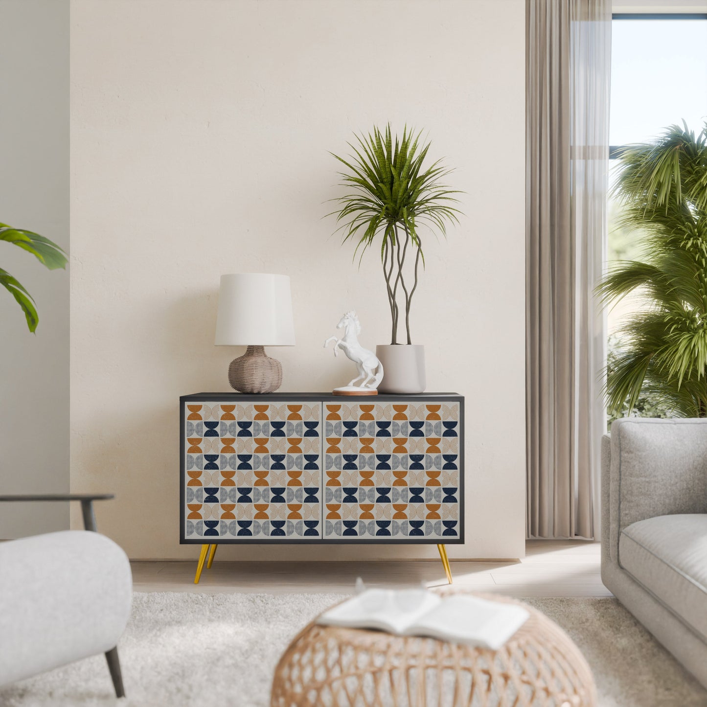 Credenza a 2 ante REFLECTION RANGE in finitura nera