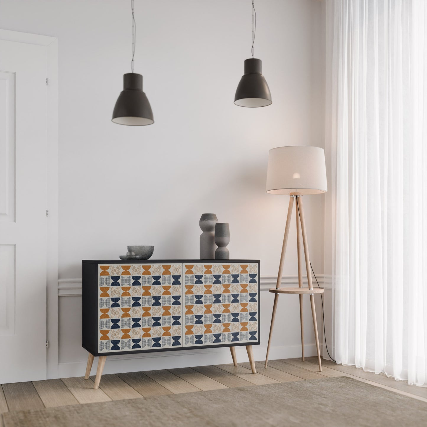Credenza a 2 ante REFLECTION RANGE in finitura nera