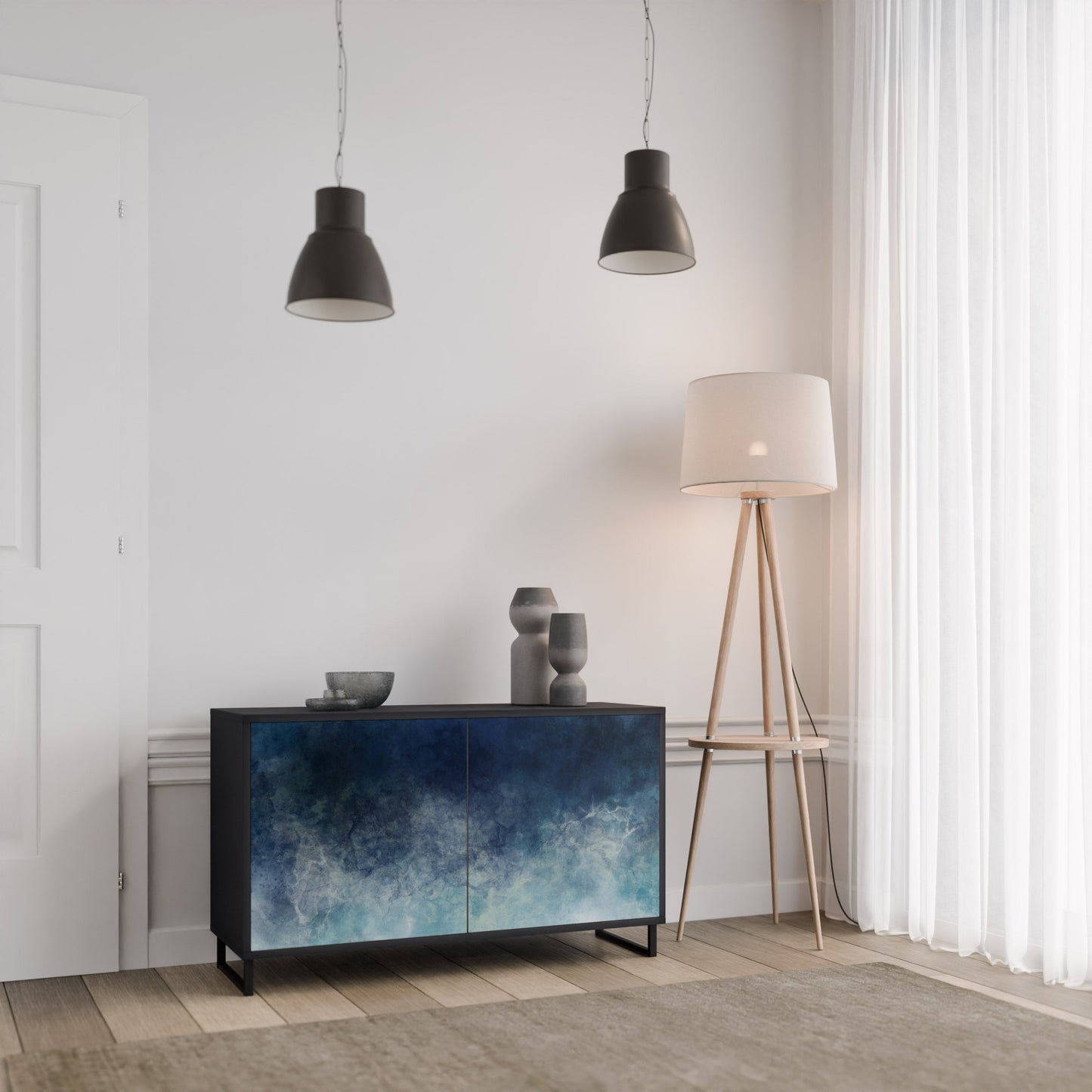 Credenza a 2 ante CELESTIAL FALL in finitura nera
