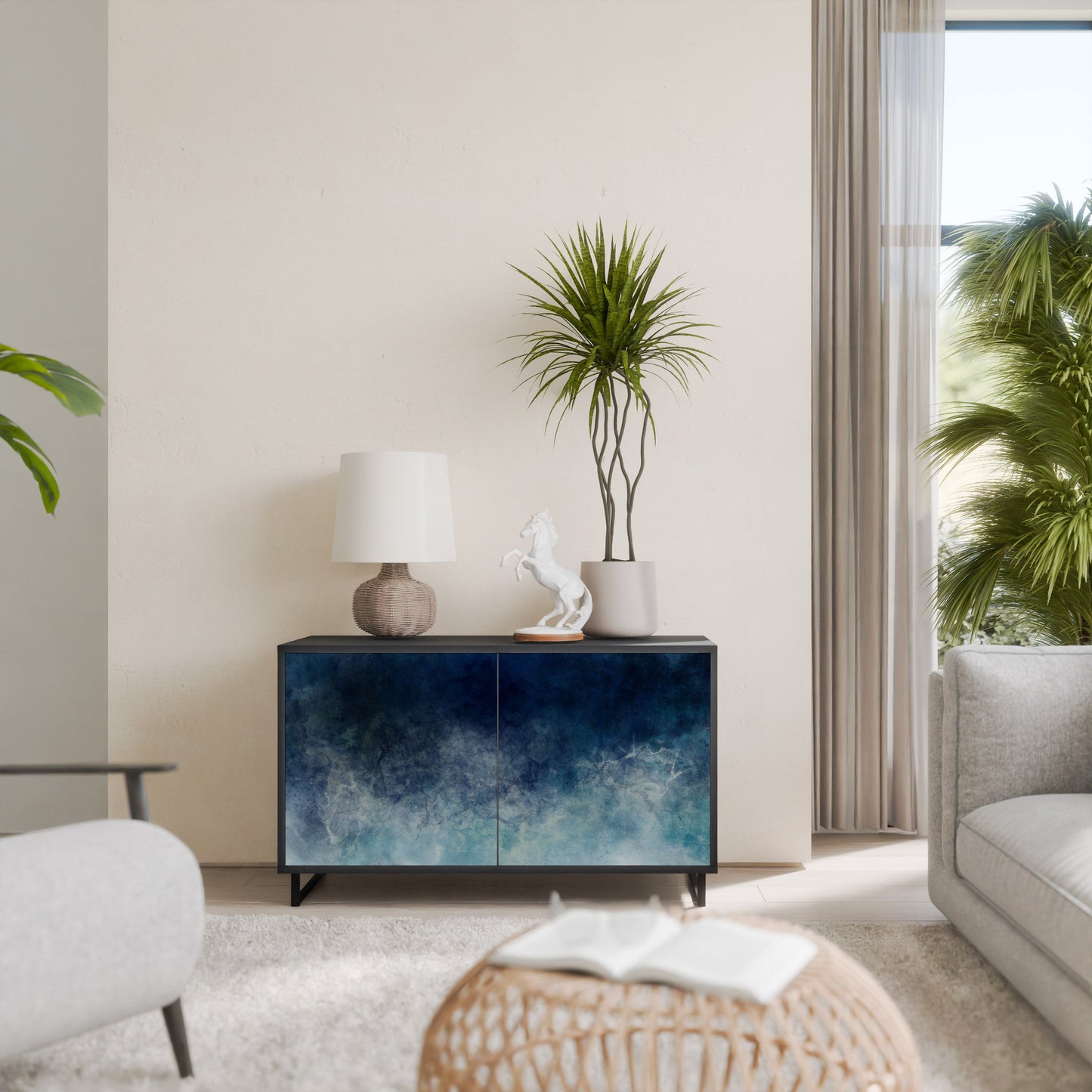 Credenza a 2 ante CELESTIAL FALL in finitura nera