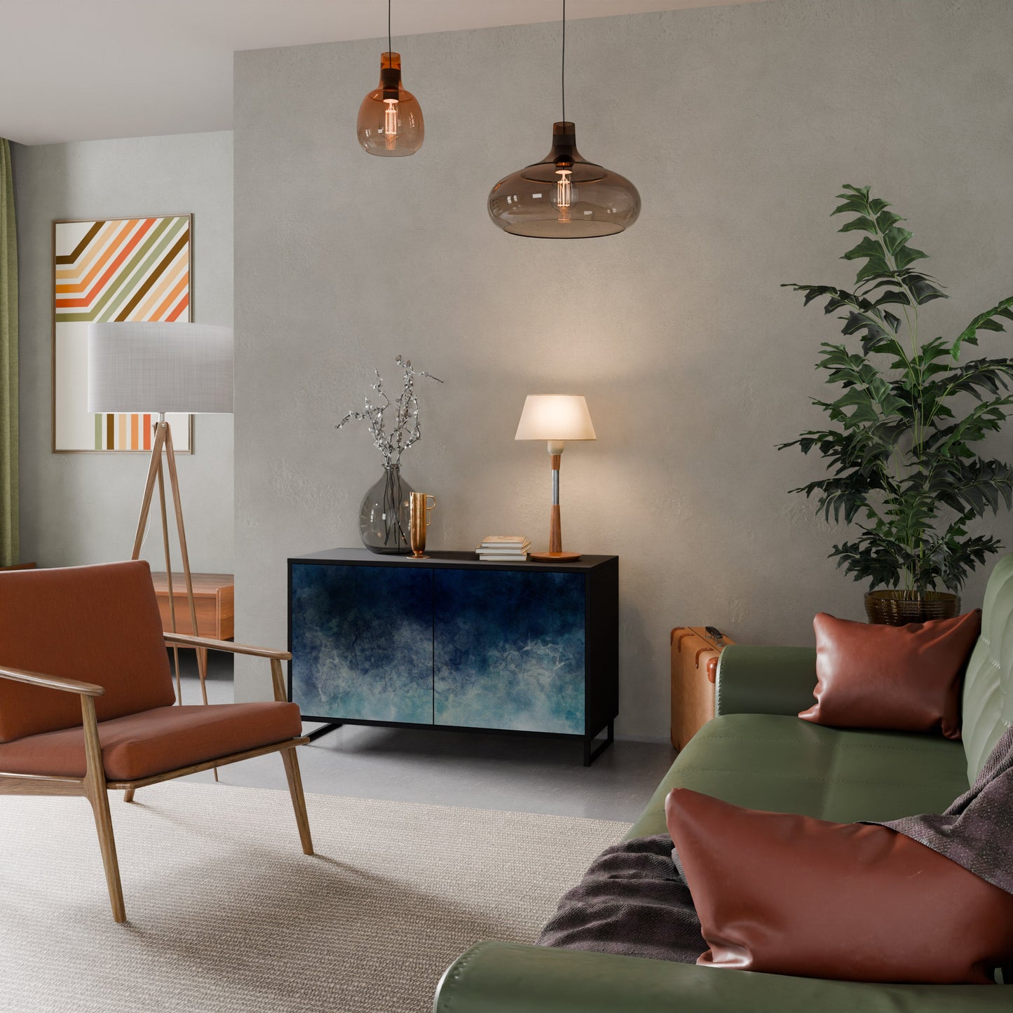 Credenza a 2 ante CELESTIAL FALL in finitura nera