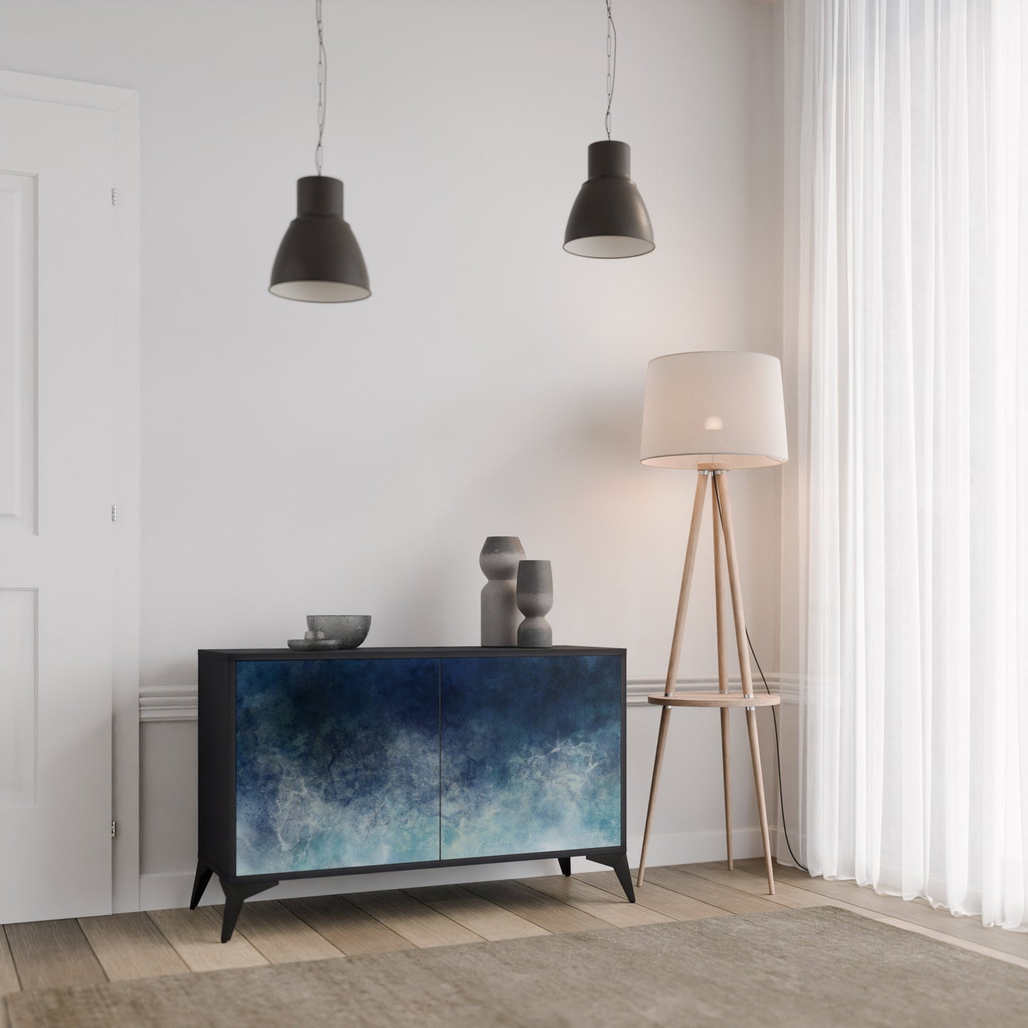 Credenza a 2 ante CELESTIAL FALL in finitura nera