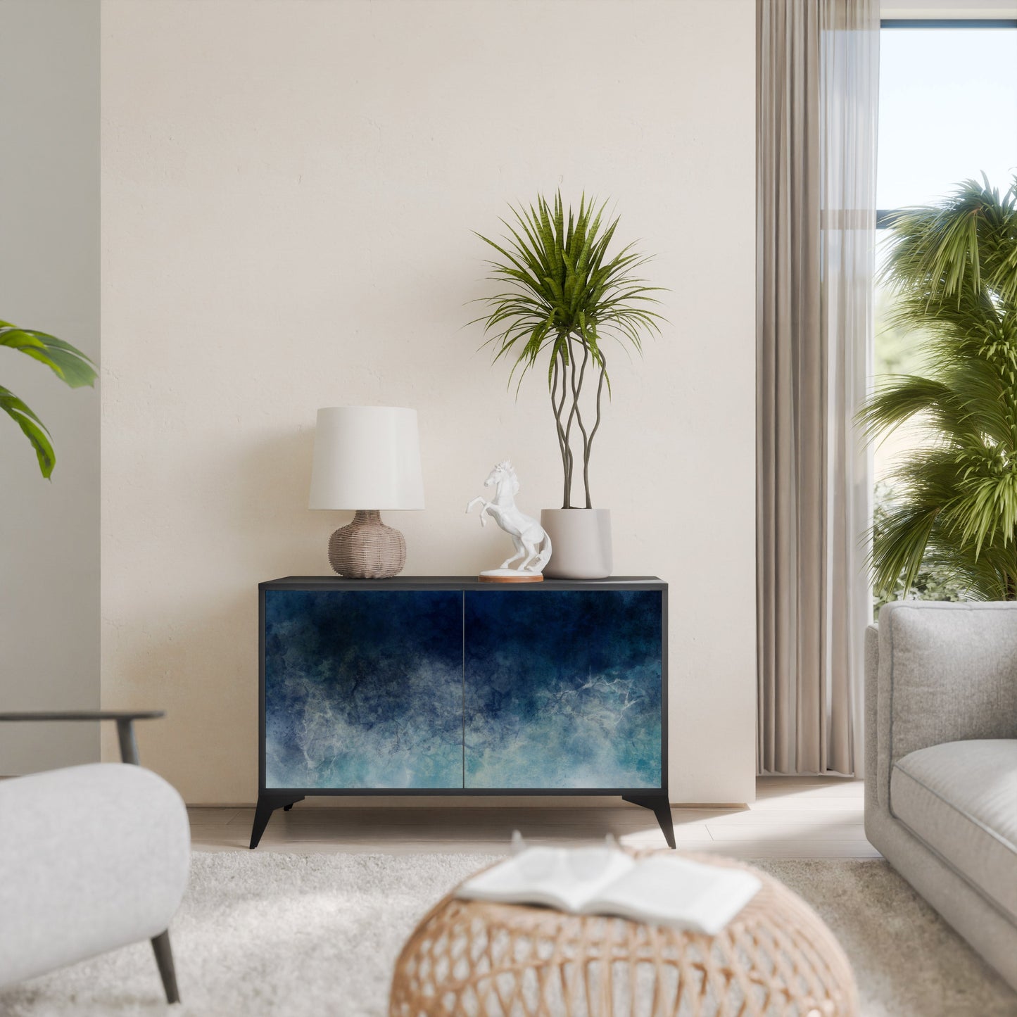 Credenza a 2 ante CELESTIAL FALL in finitura nera