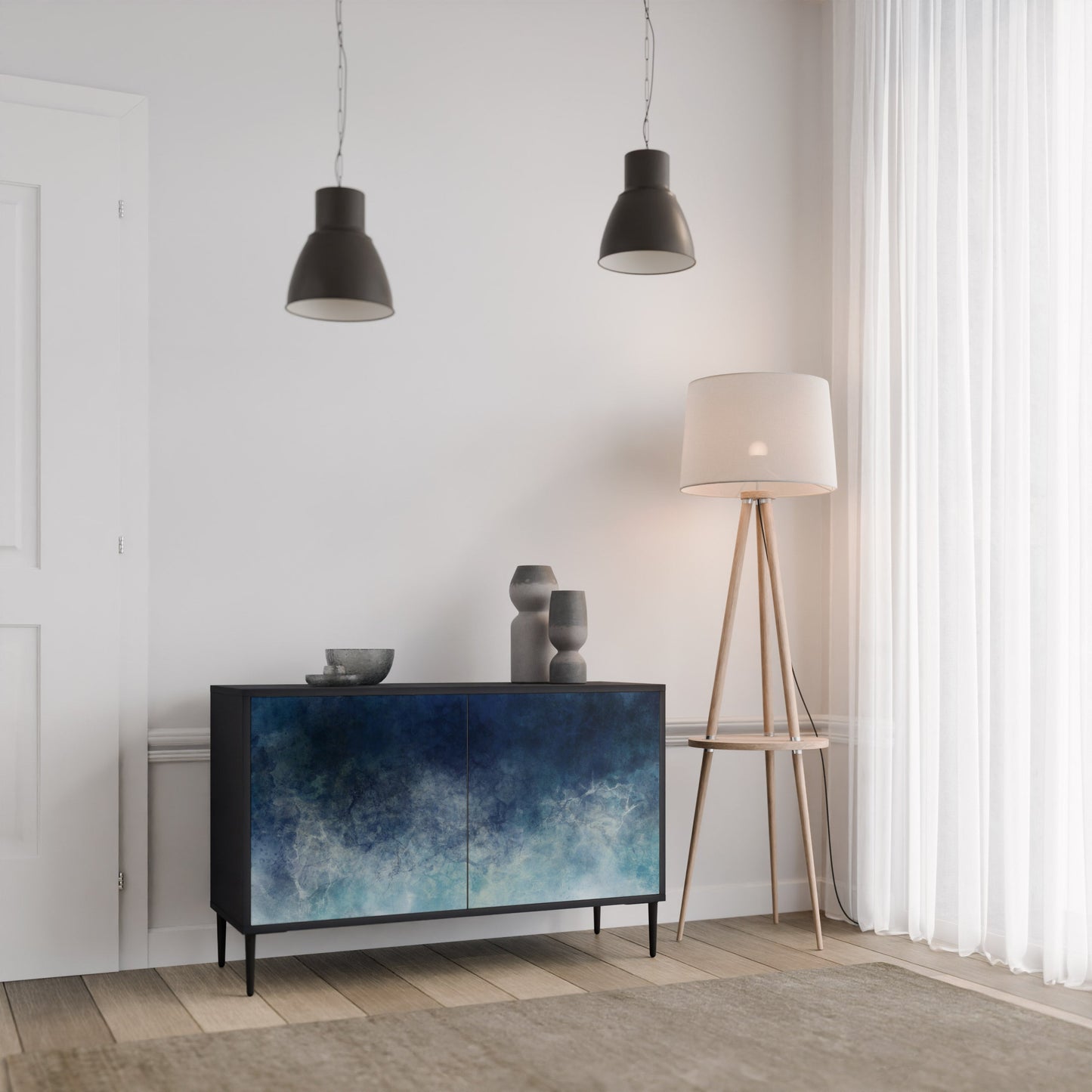 Credenza a 2 ante CELESTIAL FALL in finitura nera