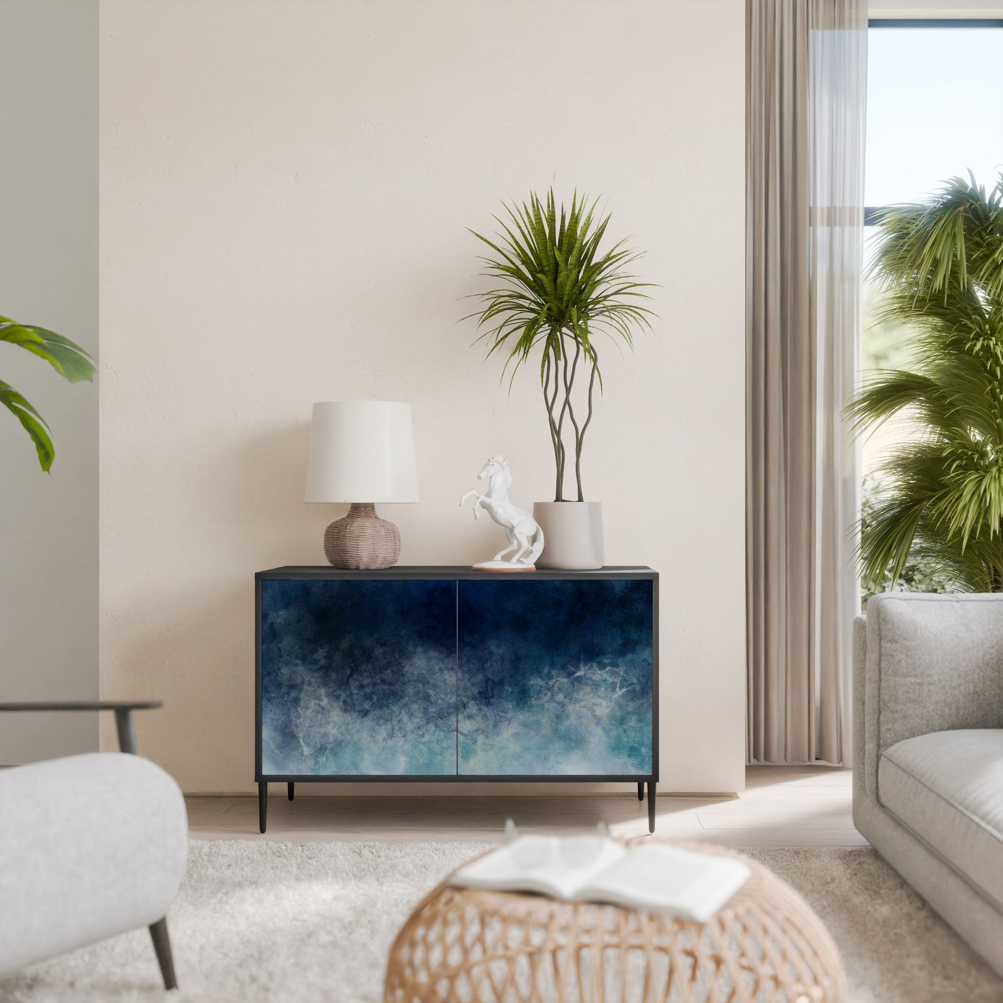 Credenza a 2 ante CELESTIAL FALL in finitura nera