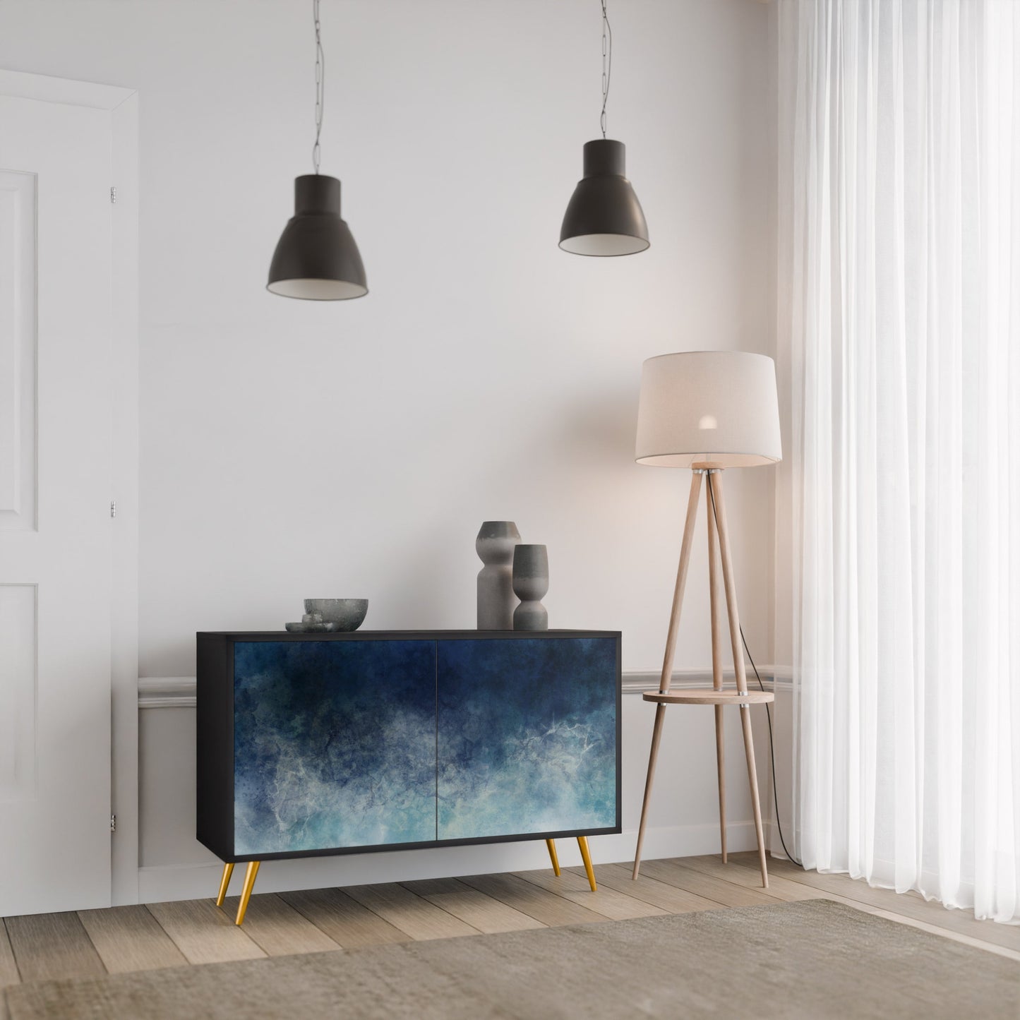 Credenza a 2 ante CELESTIAL FALL in finitura nera