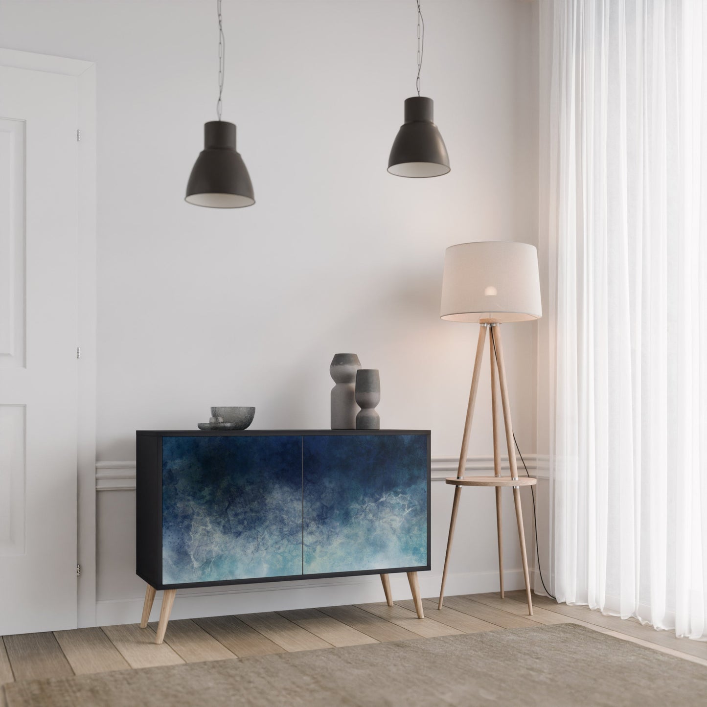 Credenza a 2 ante CELESTIAL FALL in finitura nera
