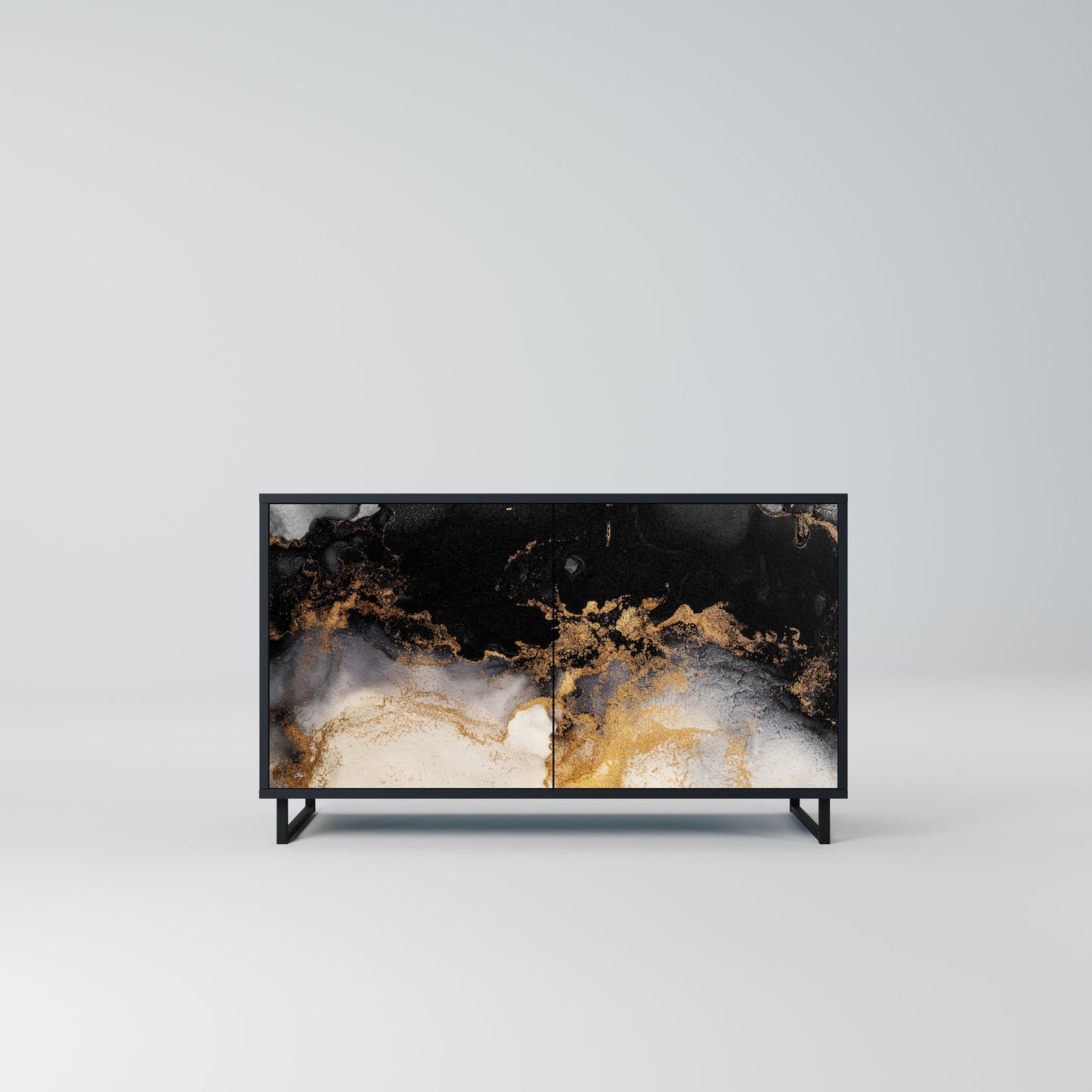 MARBLE OF TOMMORROW 2-Door Sideboard in Black Finish