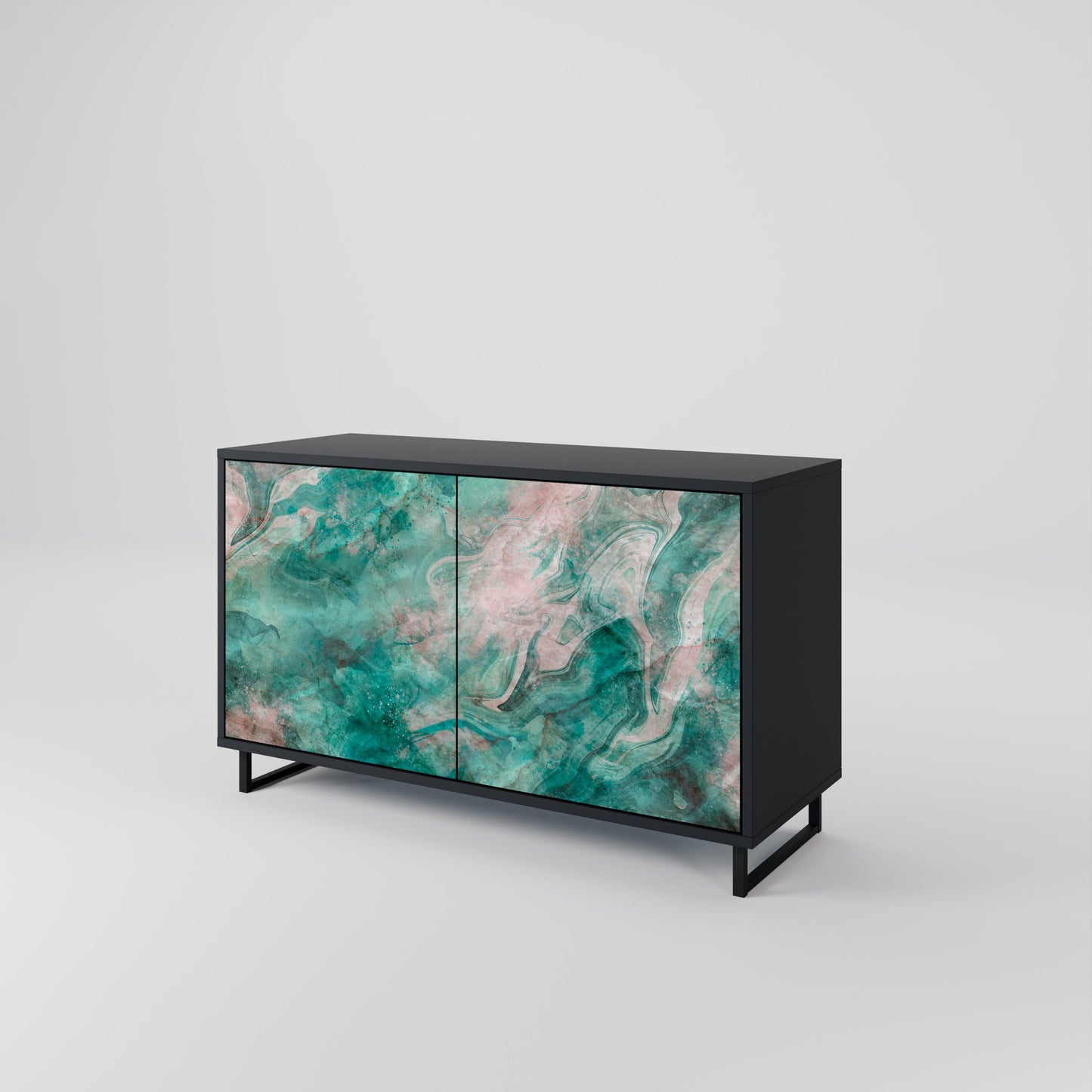 Credenza a 2 ante ABSTRACT ALCHEMY in finitura nera