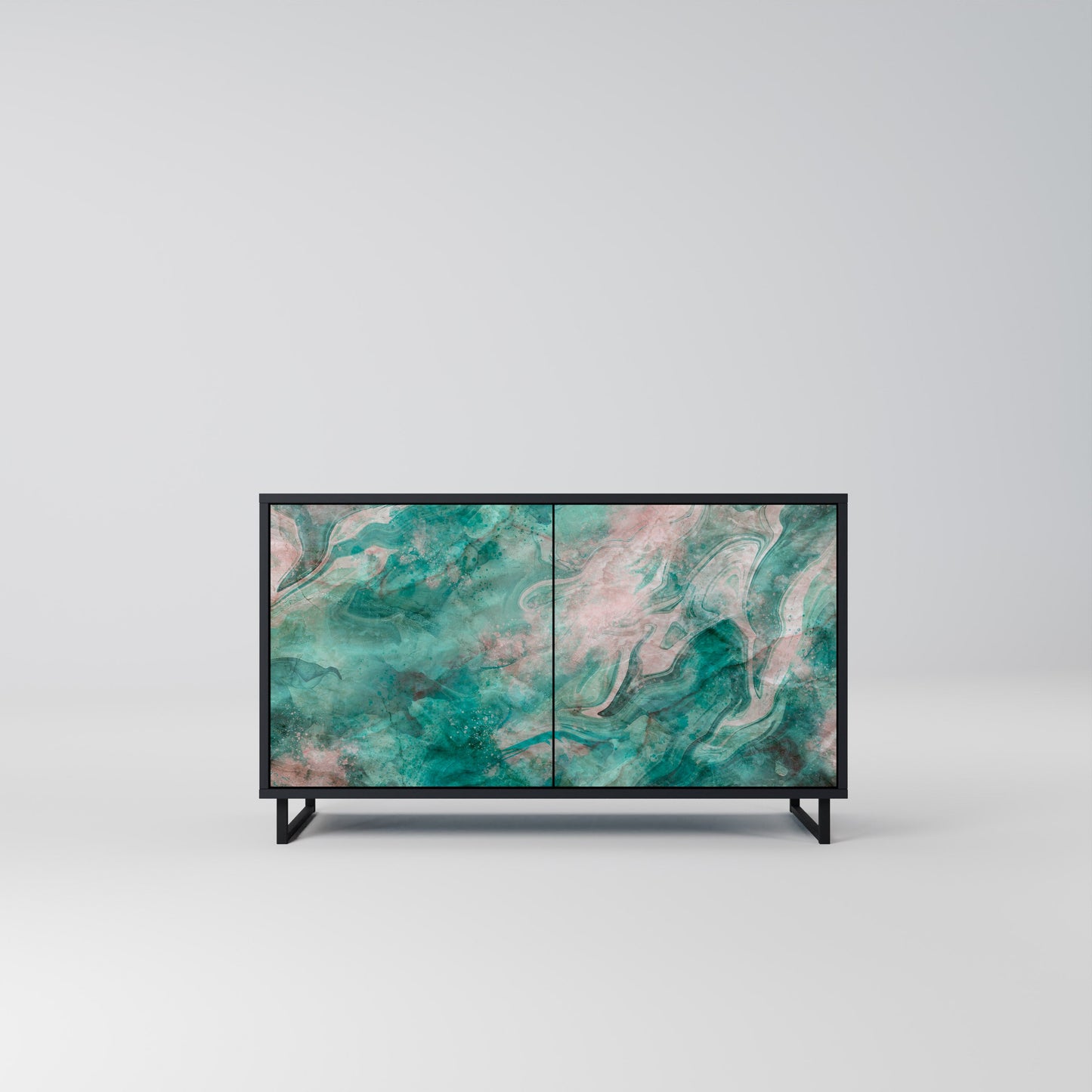 Credenza a 2 ante ABSTRACT ALCHEMY in finitura nera