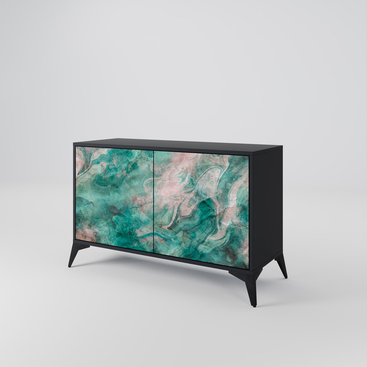 Credenza a 2 ante ABSTRACT ALCHEMY in finitura nera