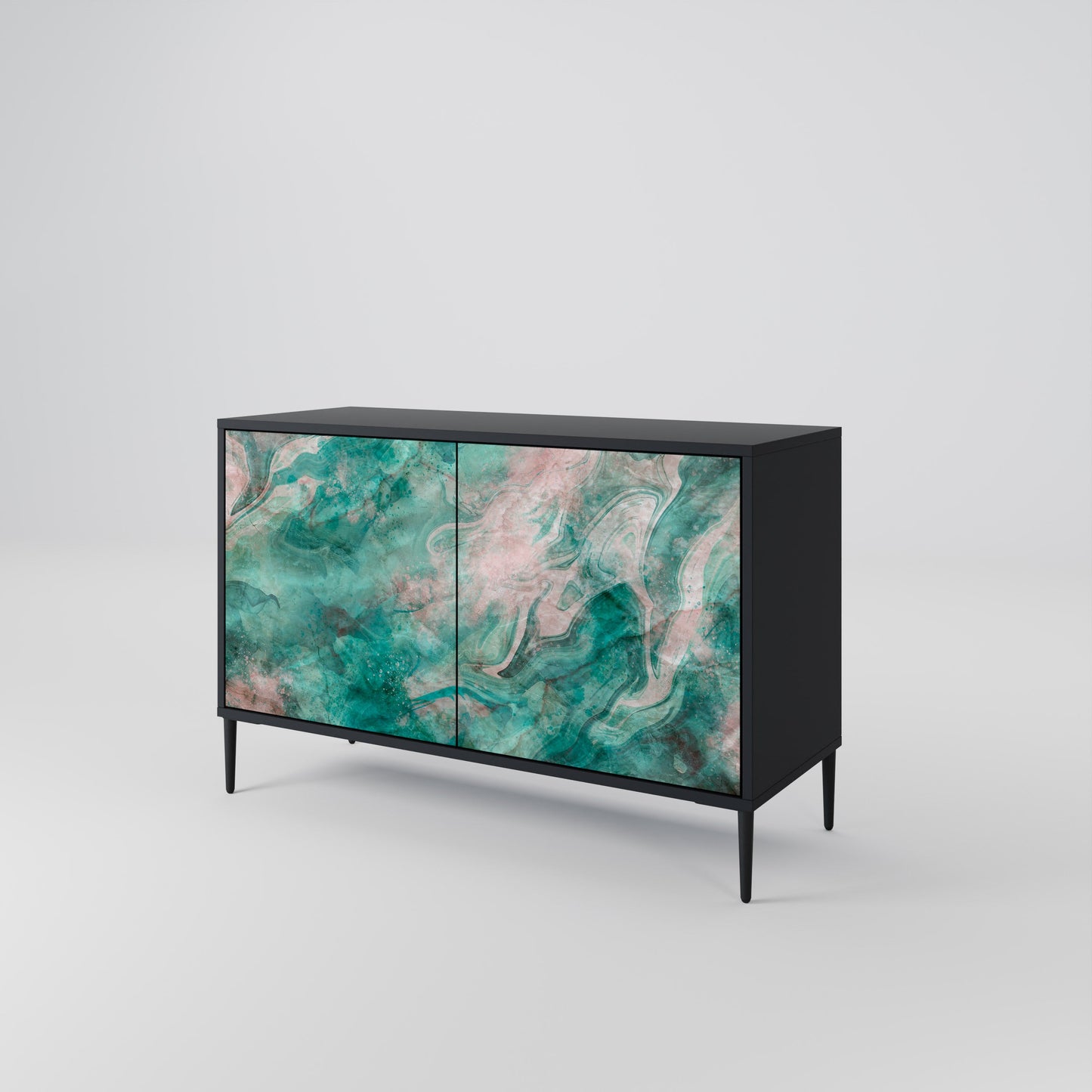 Credenza a 2 ante ABSTRACT ALCHEMY in finitura nera