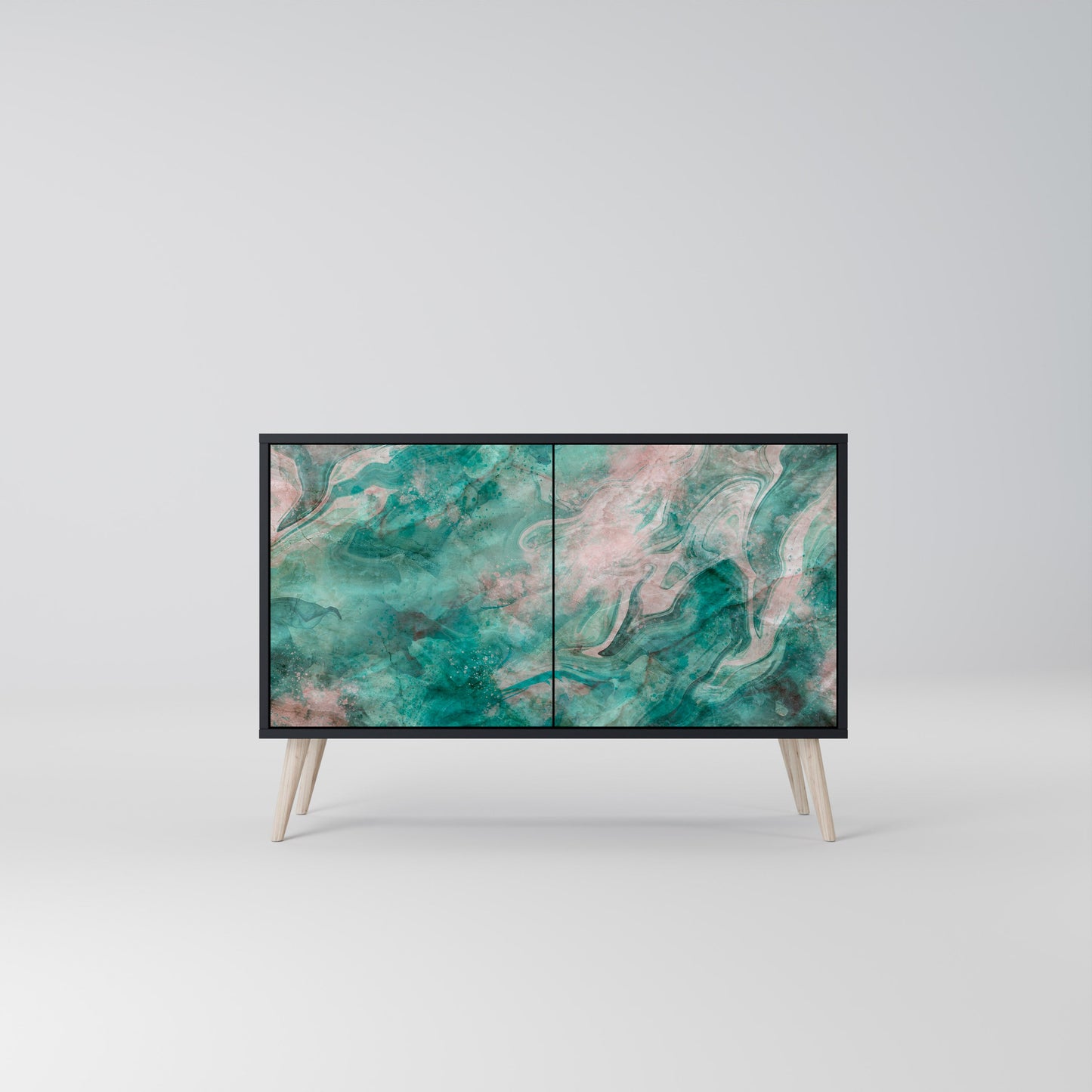Credenza a 2 ante ABSTRACT ALCHEMY in finitura nera