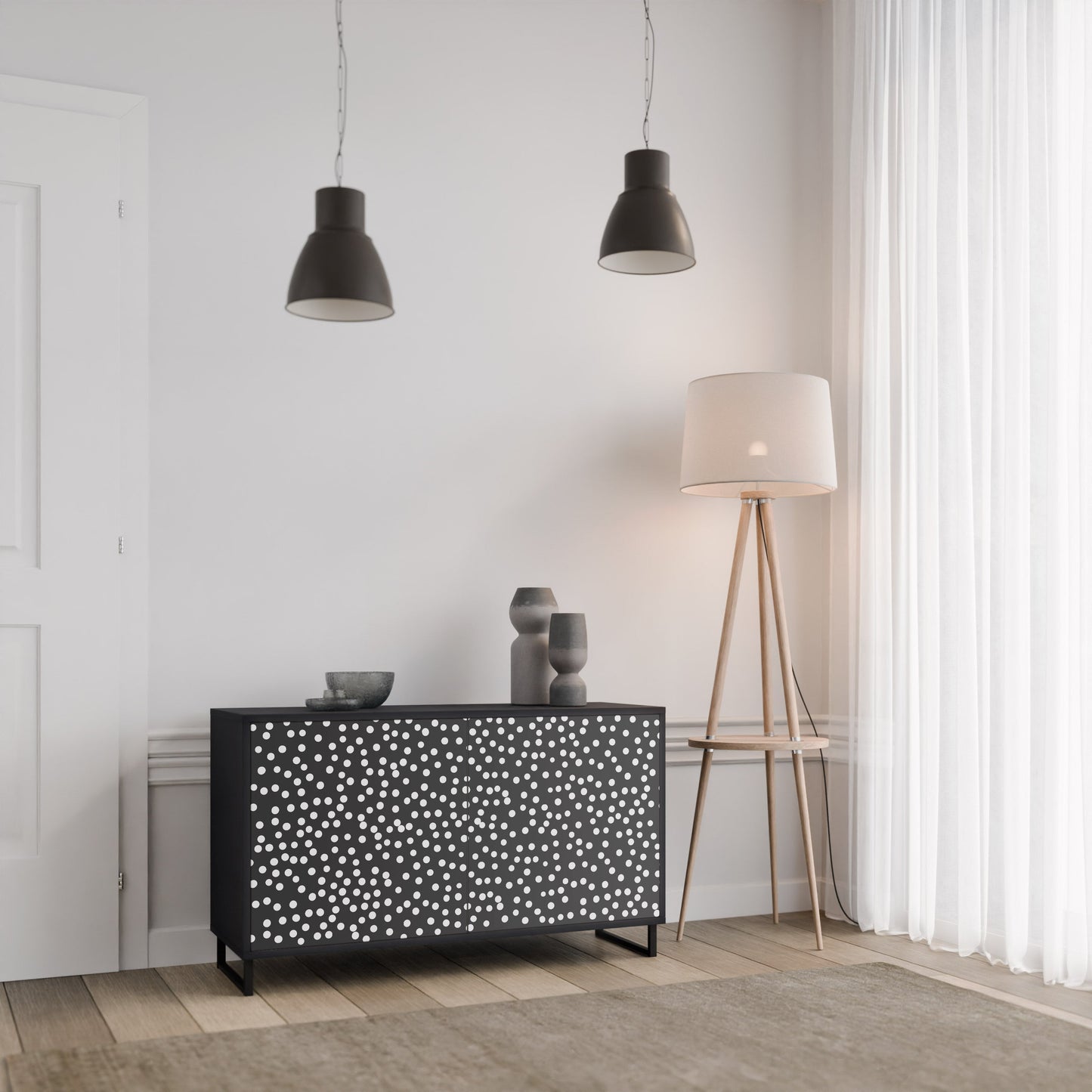 Credenza a 2 ante BLINDING LIGHTS in finitura nera