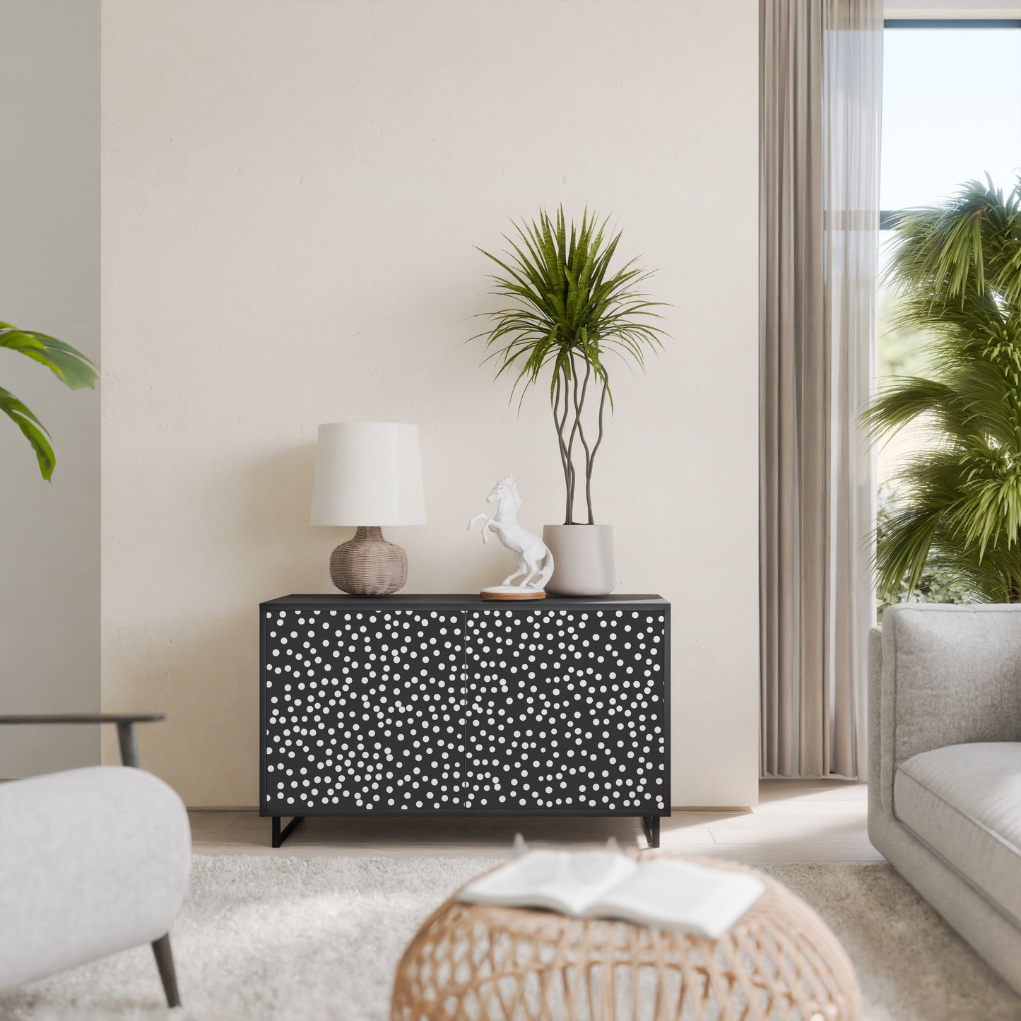 Credenza a 2 ante BLINDING LIGHTS in finitura nera