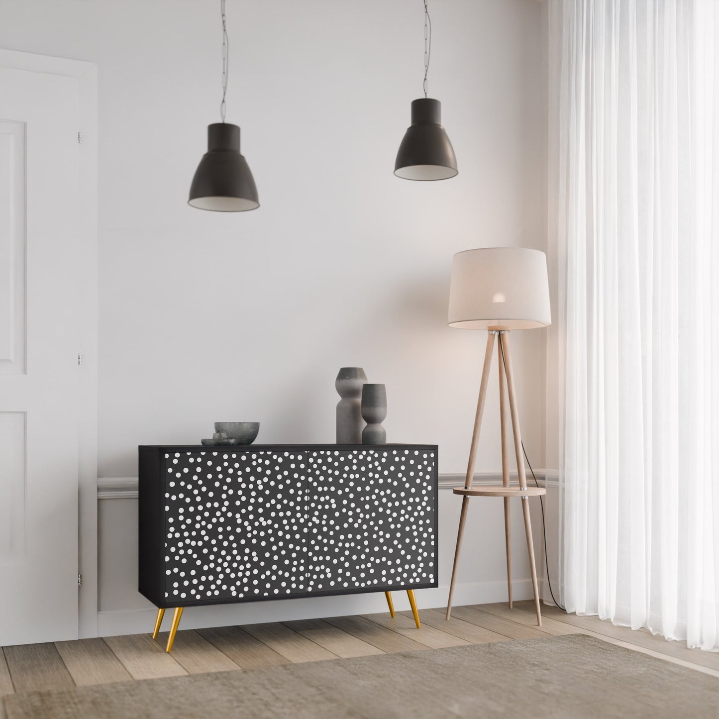 Credenza a 2 ante BLINDING LIGHTS in finitura nera