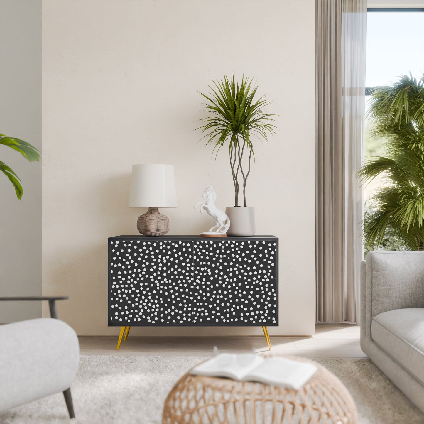 Credenza a 2 ante BLINDING LIGHTS in finitura nera