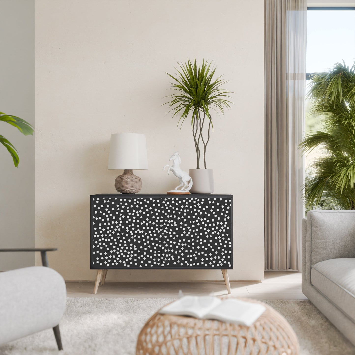 Credenza a 2 ante BLINDING LIGHTS in finitura nera