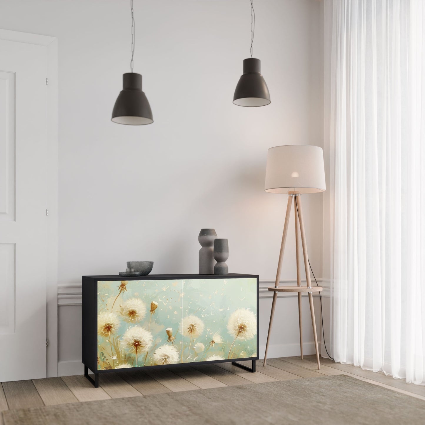 Credenza a 2 ante DREAMY MEADOW in finitura nera