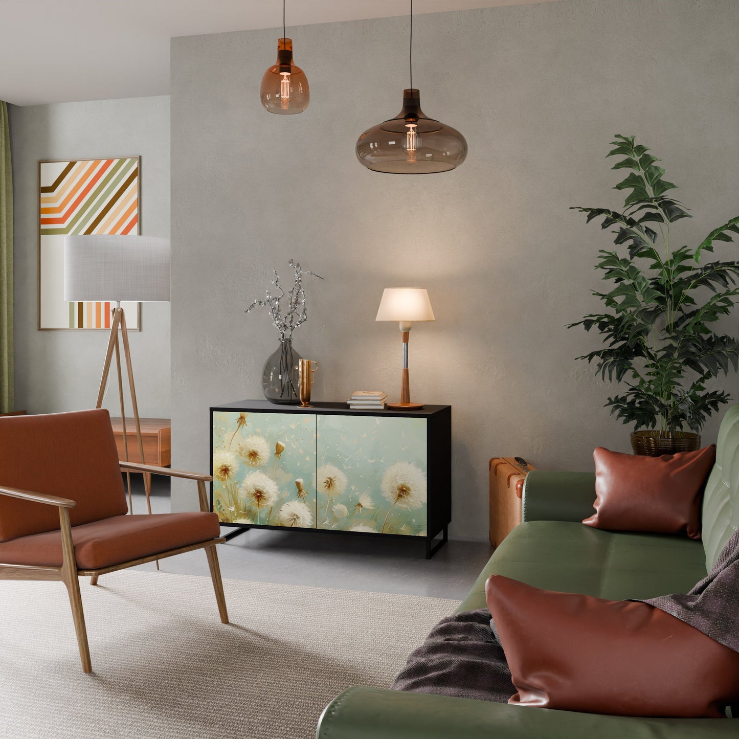 Credenza a 2 ante DREAMY MEADOW in finitura nera
