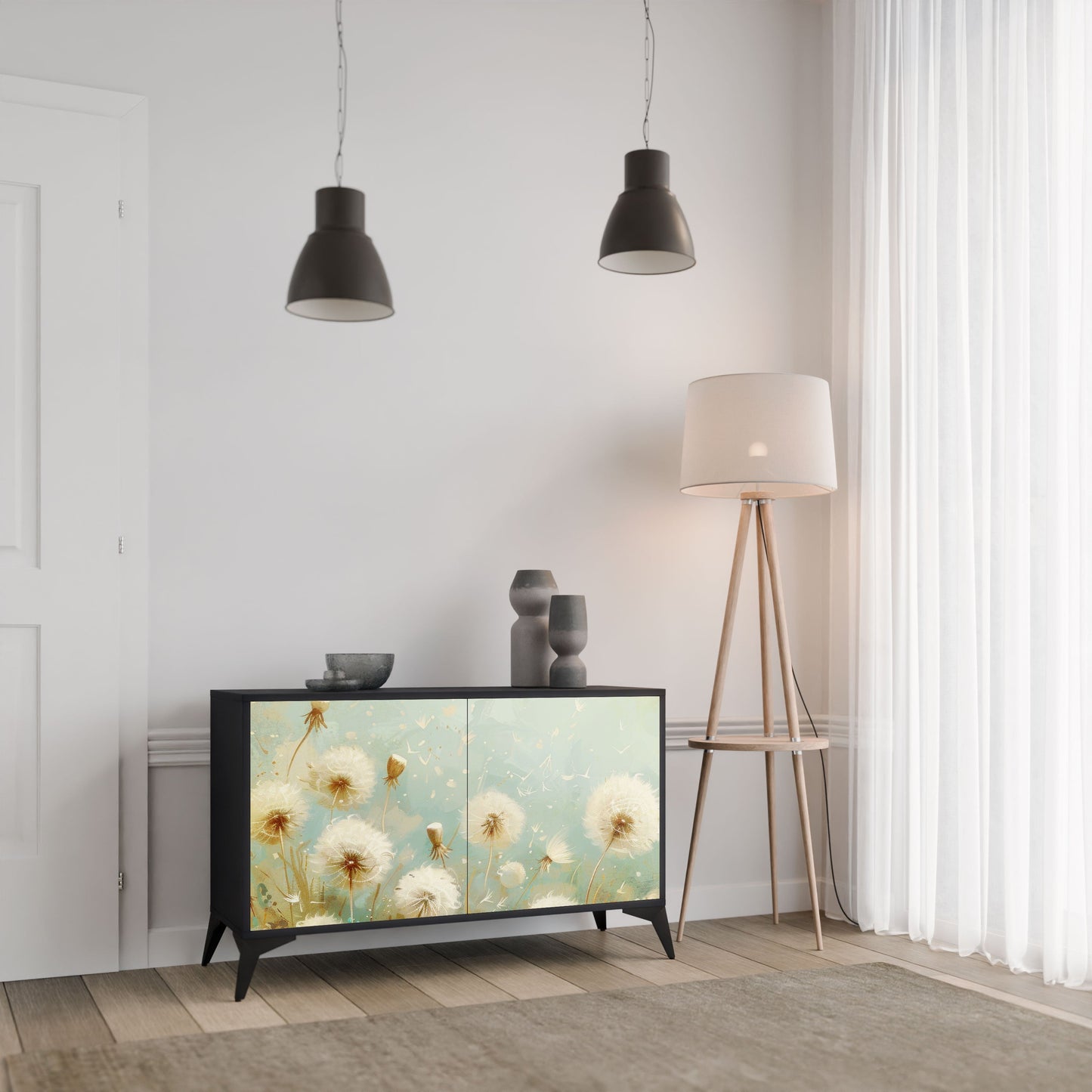 Credenza a 2 ante DREAMY MEADOW in finitura nera