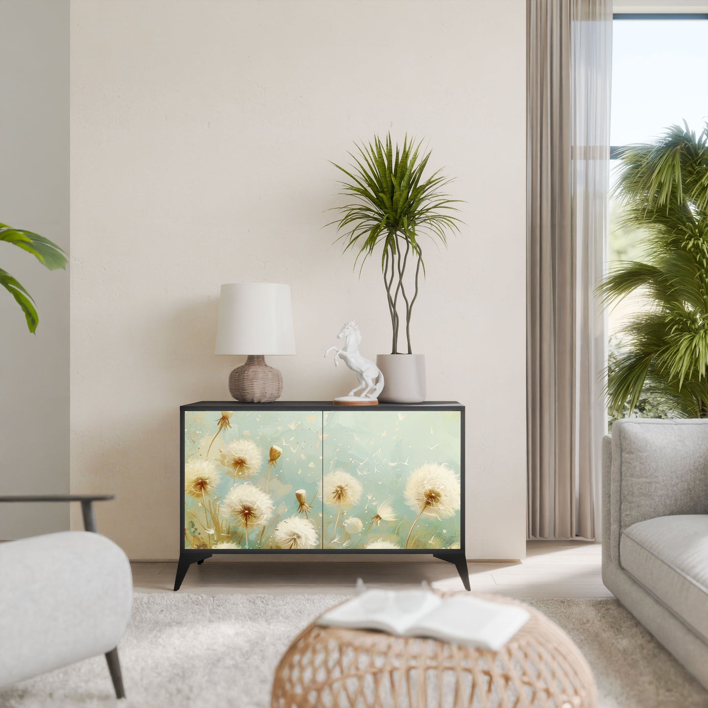 Credenza a 2 ante DREAMY MEADOW in finitura nera