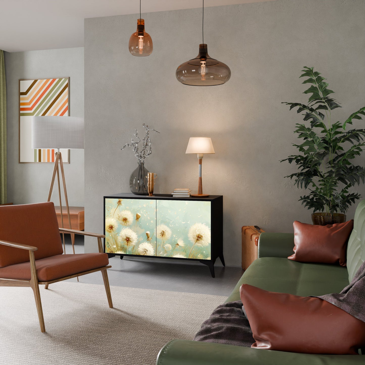 Credenza a 2 ante DREAMY MEADOW in finitura nera