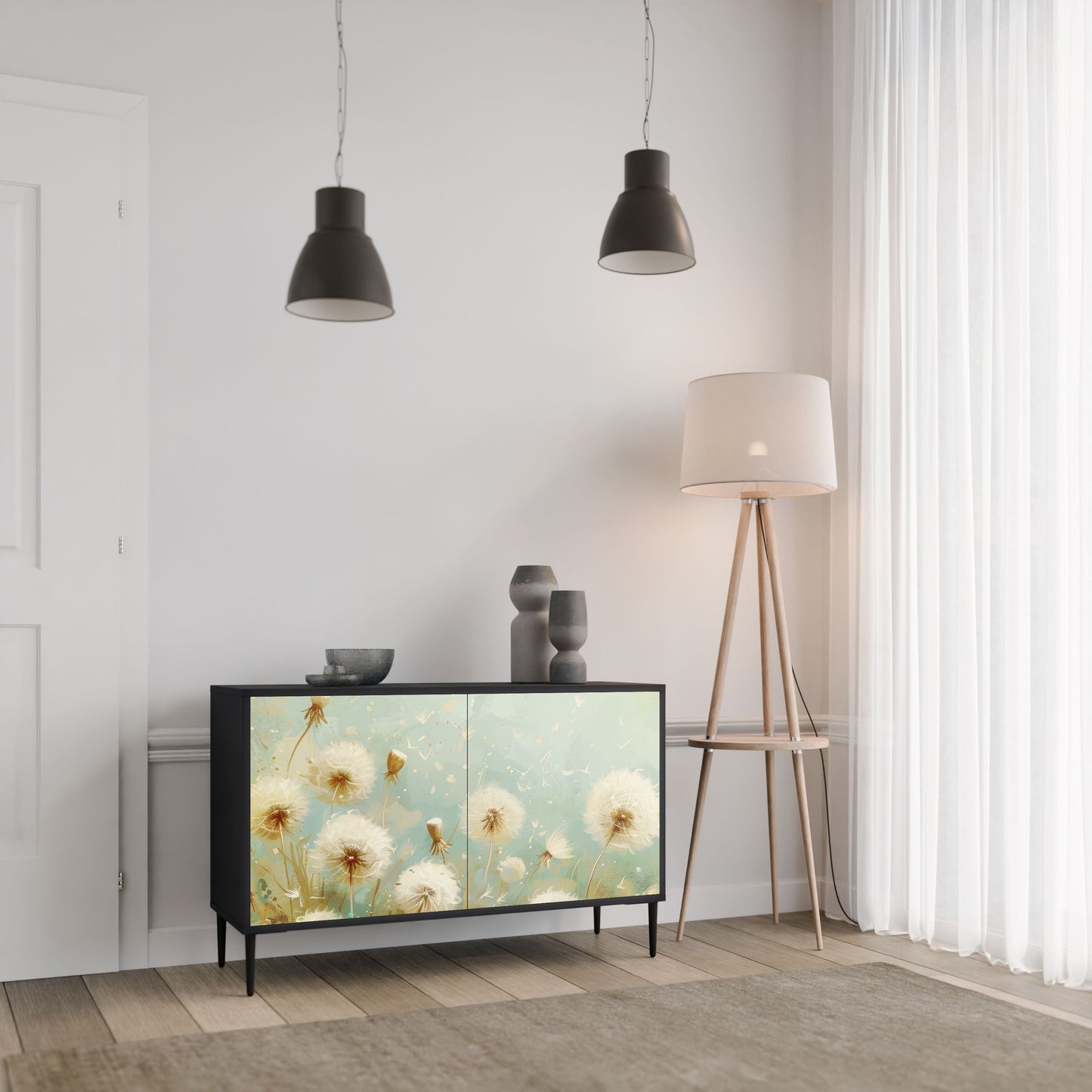 Credenza a 2 ante DREAMY MEADOW in finitura nera