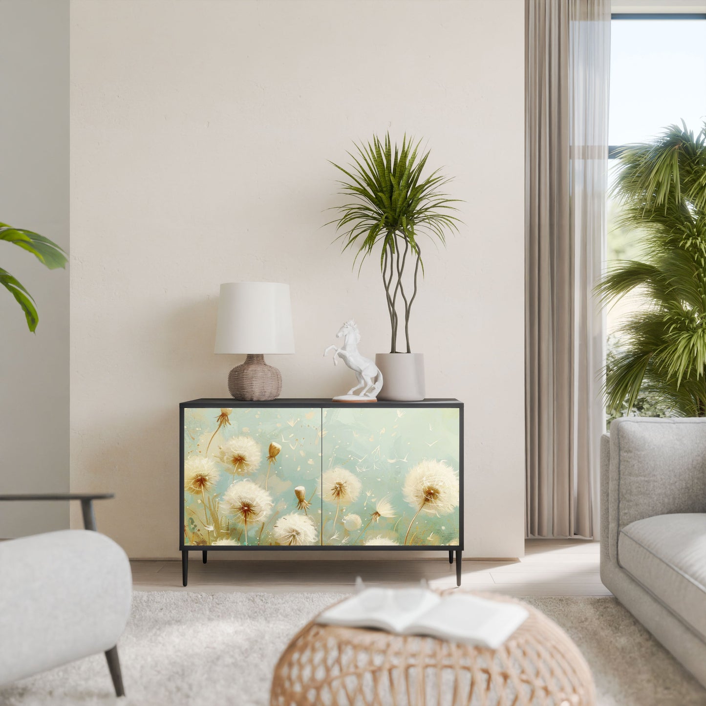 Credenza a 2 ante DREAMY MEADOW in finitura nera