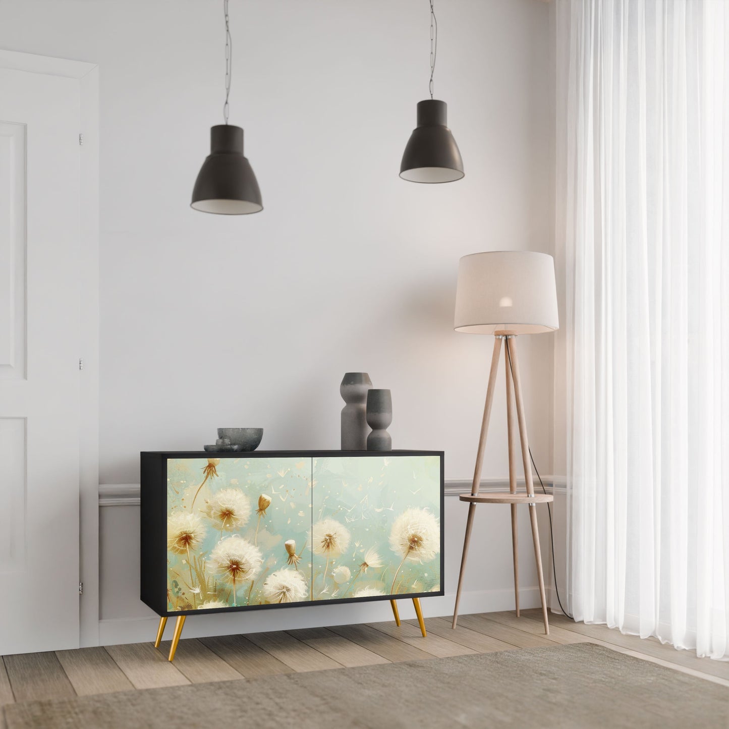 Credenza a 2 ante DREAMY MEADOW in finitura nera