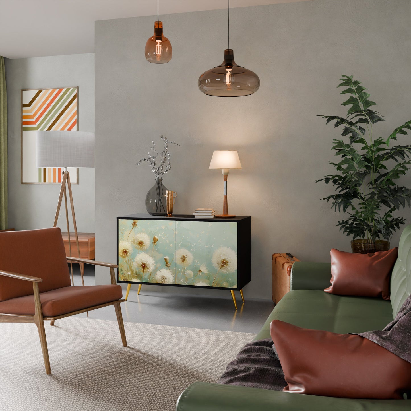 Credenza a 2 ante DREAMY MEADOW in finitura nera