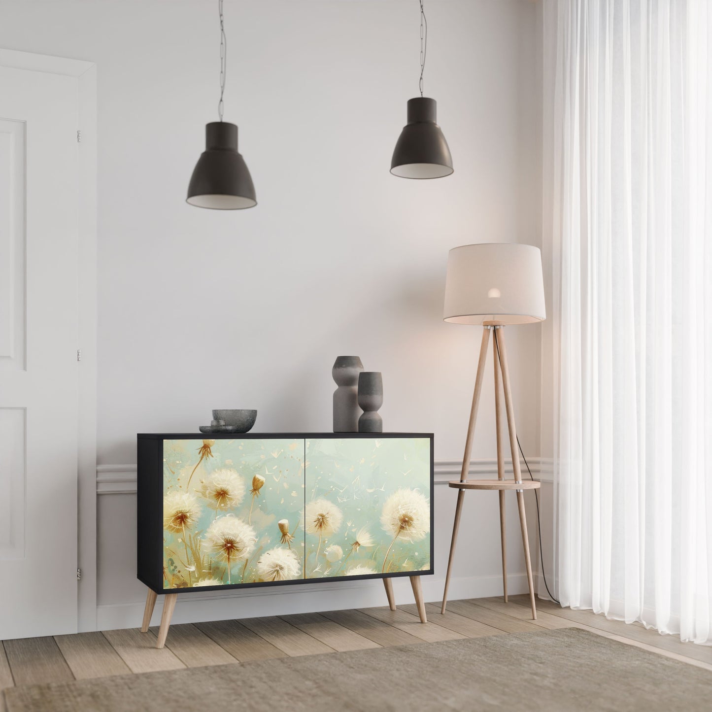 Credenza a 2 ante DREAMY MEADOW in finitura nera