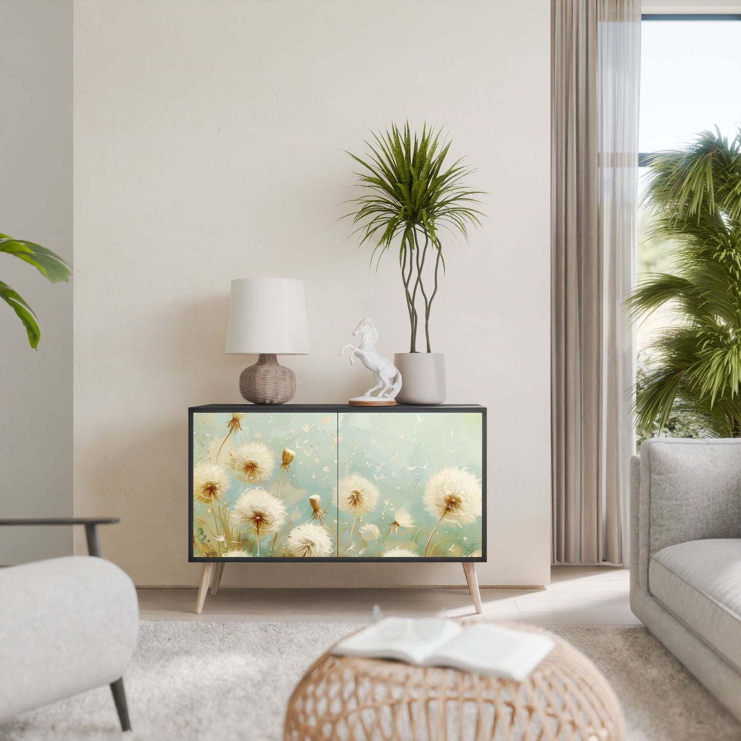 Credenza a 2 ante DREAMY MEADOW in finitura nera