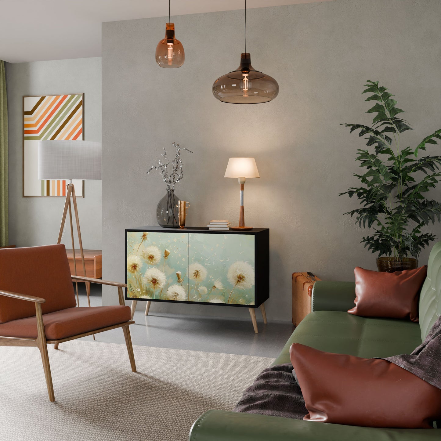 Credenza a 2 ante DREAMY MEADOW in finitura nera