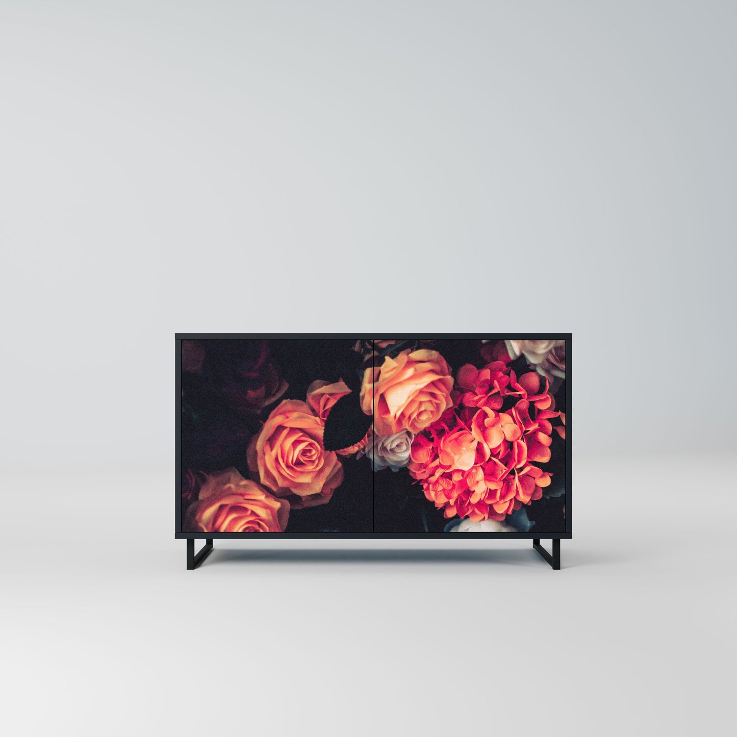 Credenza NEVERENDING BLOOM a 2 ante in finitura nera