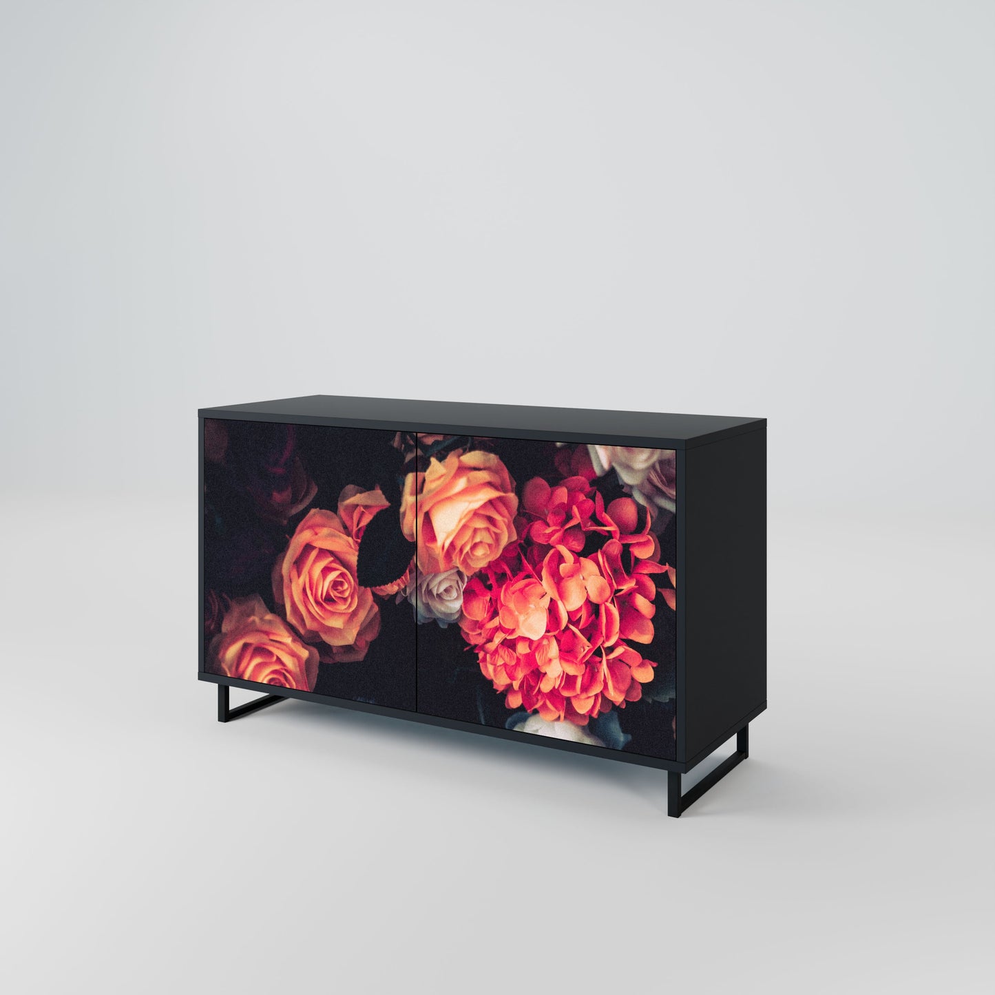 Credenza NEVERENDING BLOOM a 2 ante in finitura nera