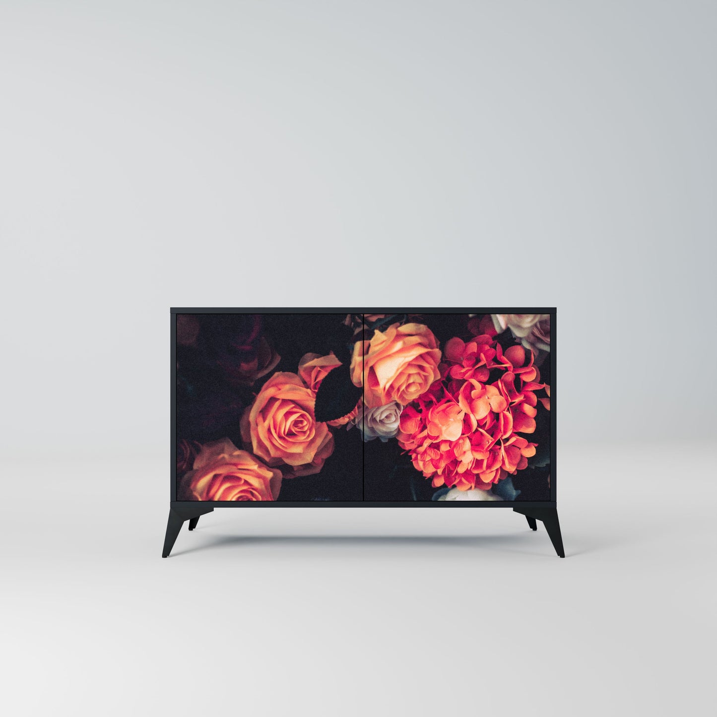 Credenza NEVERENDING BLOOM a 2 ante in finitura nera
