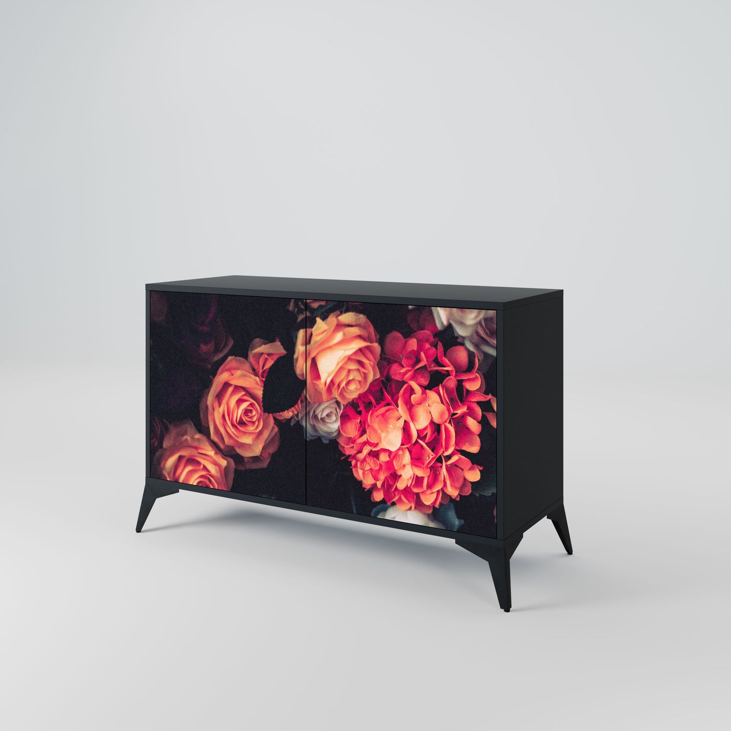 Credenza NEVERENDING BLOOM a 2 ante in finitura nera