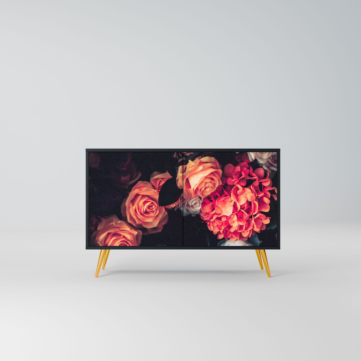 Credenza NEVERENDING BLOOM a 2 ante in finitura nera