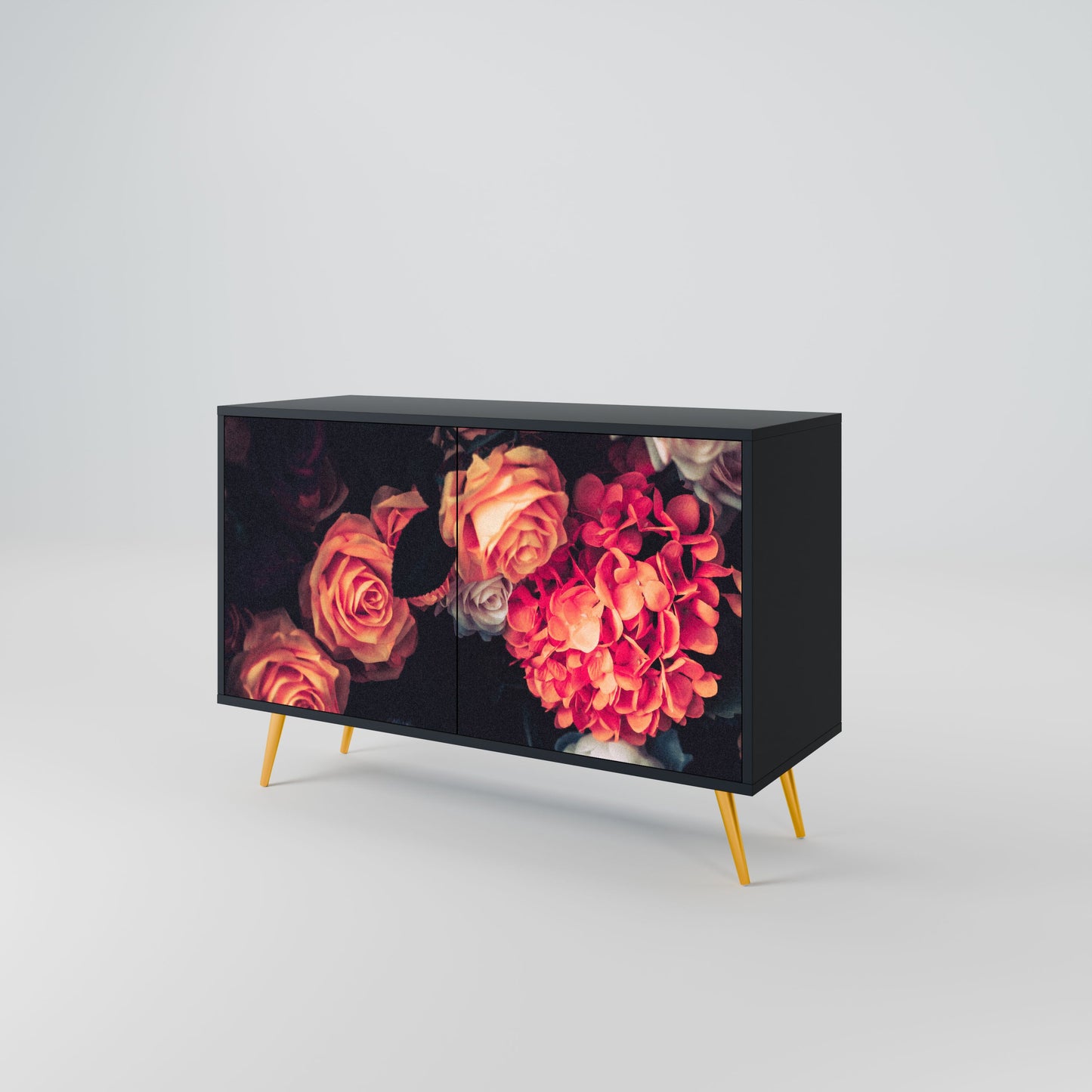 Credenza NEVERENDING BLOOM a 2 ante in finitura nera