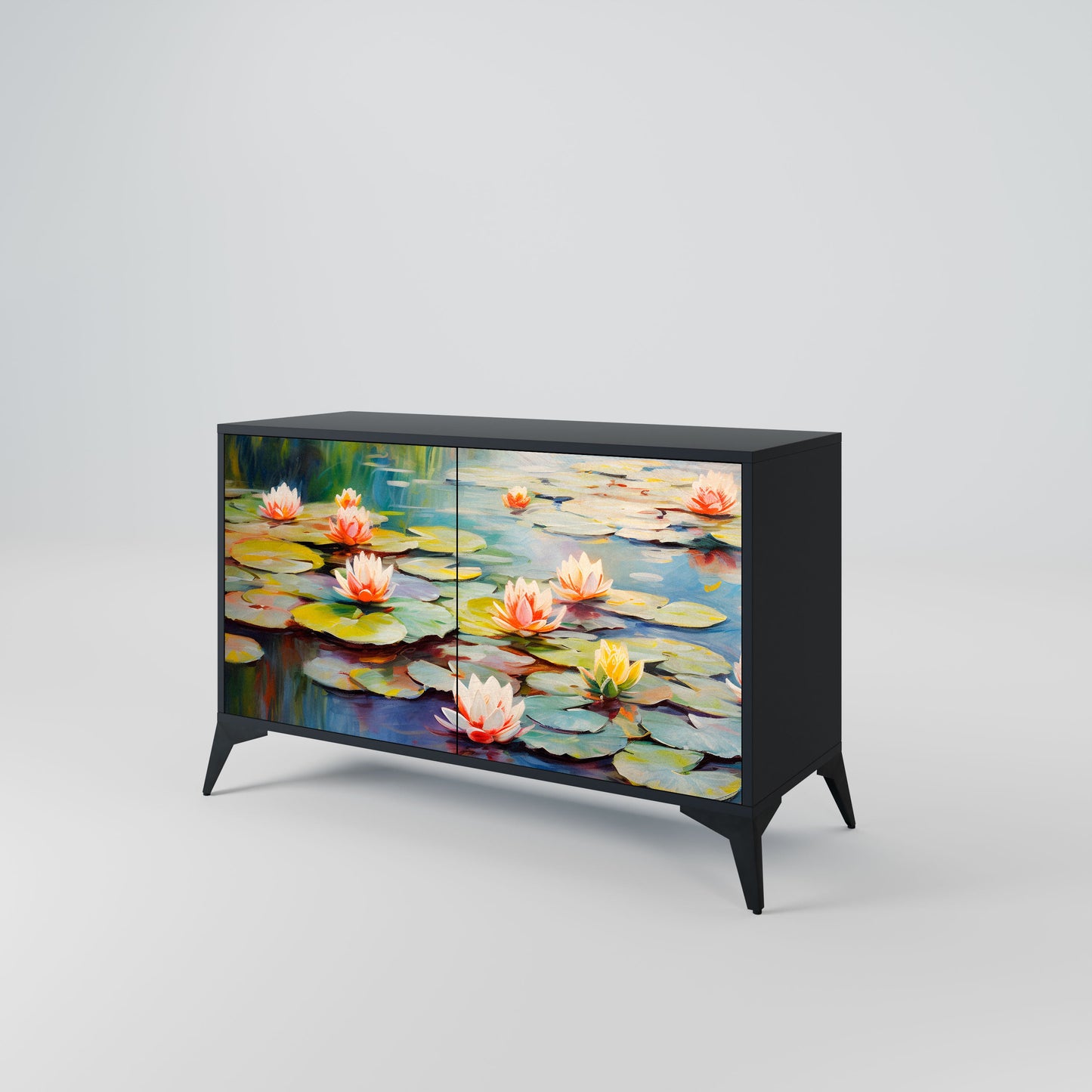 BLOOMING WATERS 2-Door Sideboard in Black Finish